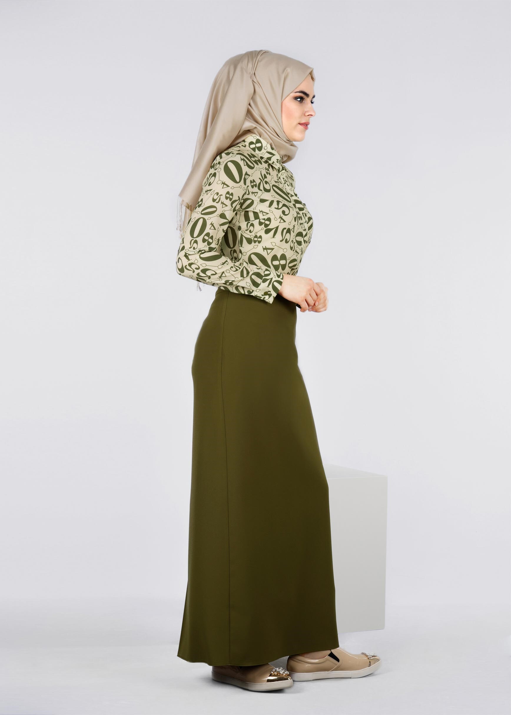 Tesettür giyim YEŞİL 6006 ÇAĞLA 55557 ETEK 38/46 TEK40