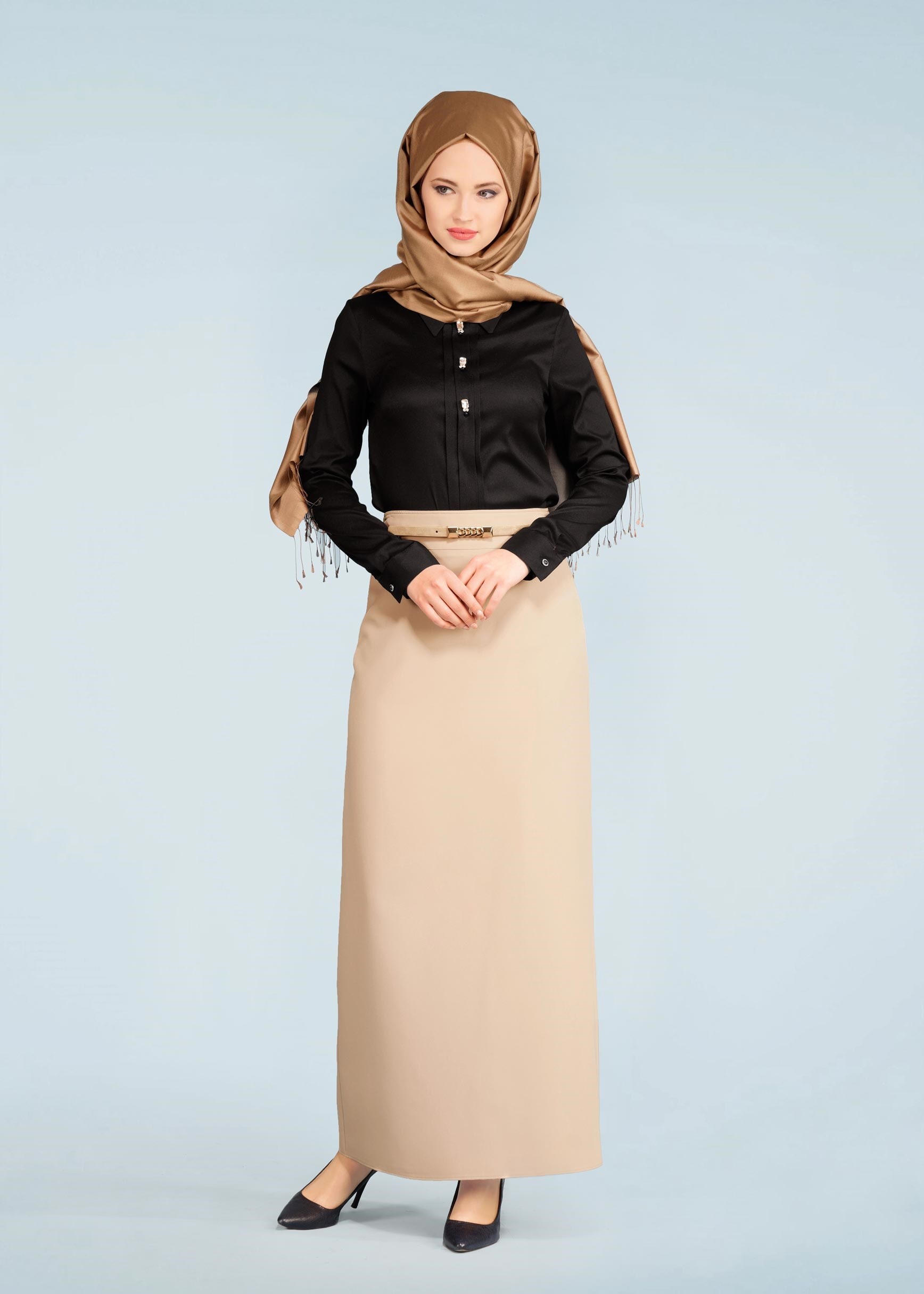 Tesettür giyim BEJ 6006 ÇAĞLA 55557 ETEK 38/46 TEK40