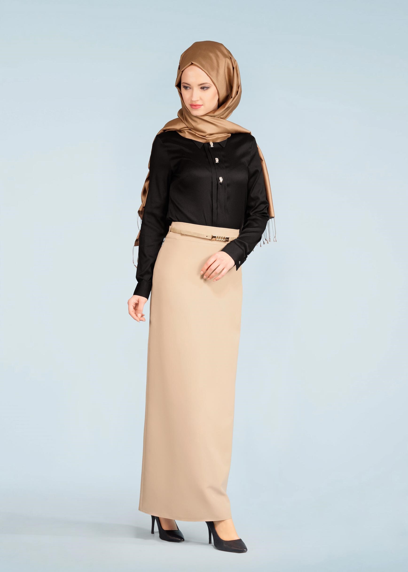 Tesettür giyim BEJ 6006 ÇAĞLA 55557 ETEK 38/46 TEK40