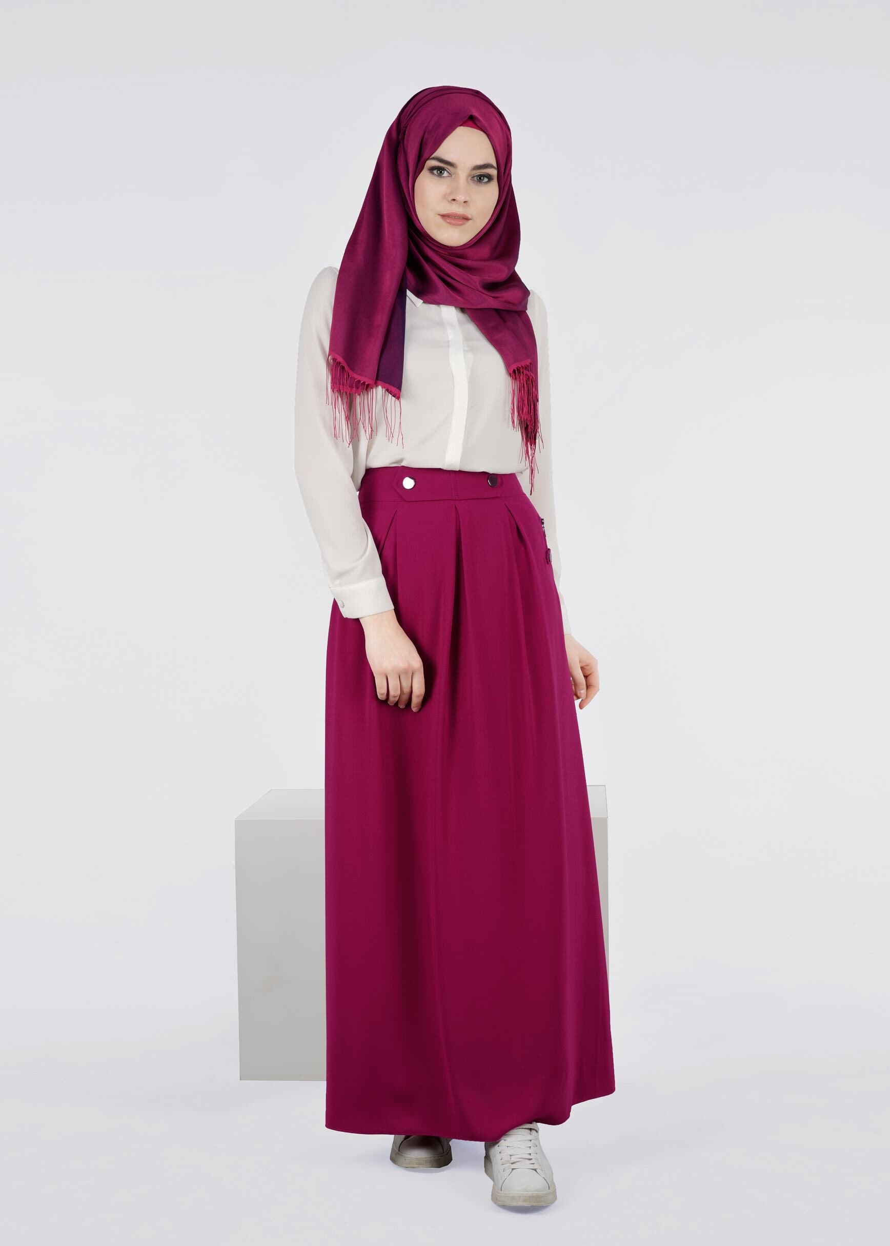 Tesettür giyim FUŞYA 6007 7785 ETEK 36/44 TEK40