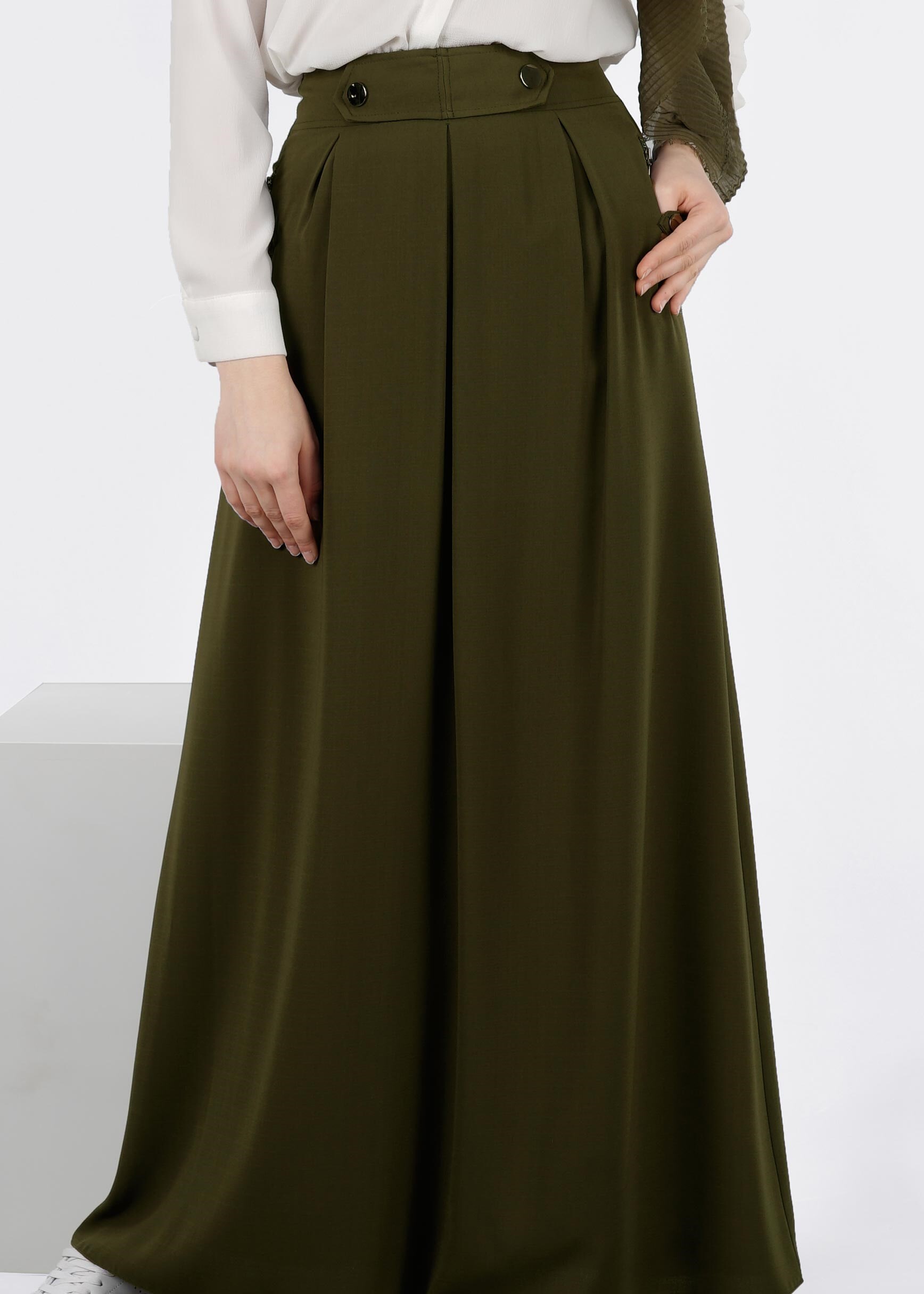 Tesettür giyim HAKİ 6007 7785 ETEK 36/44 TEK40