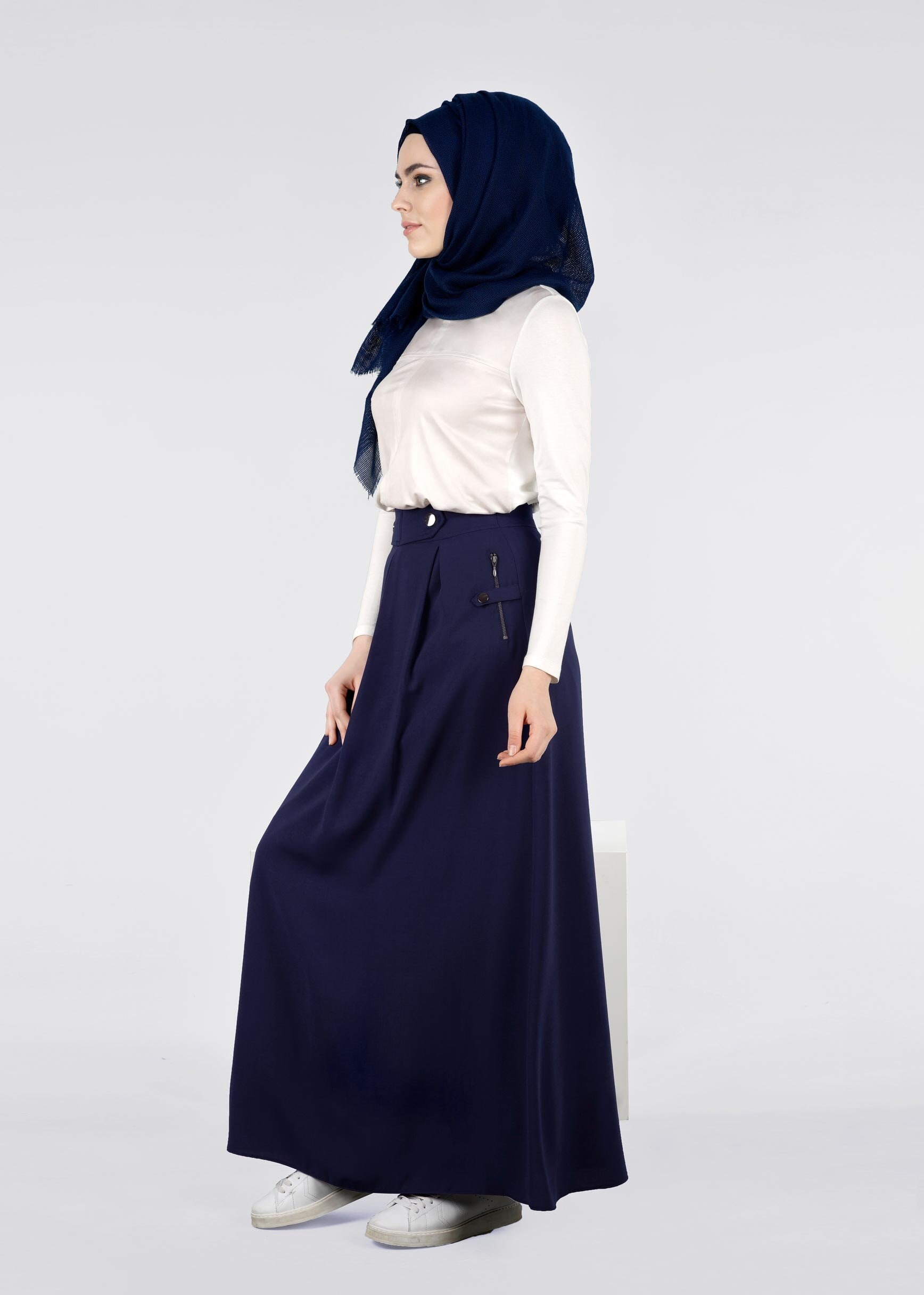 Tesettür giyim LACİVERT 6007 7785 ETEK 36/44 TEK40