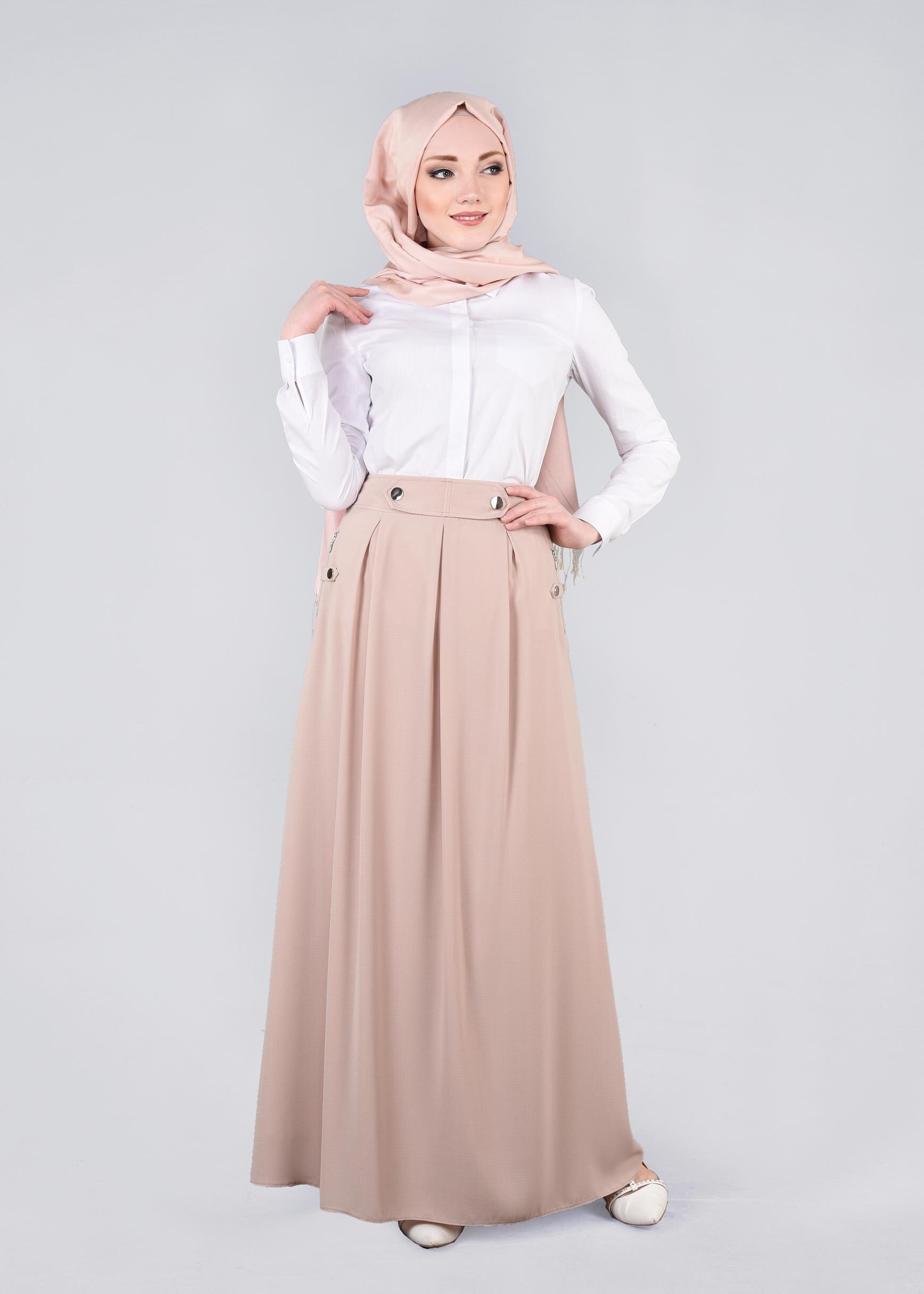 Tesettür giyim BEJ 6007 7785 ETEK 36/44 TEK40