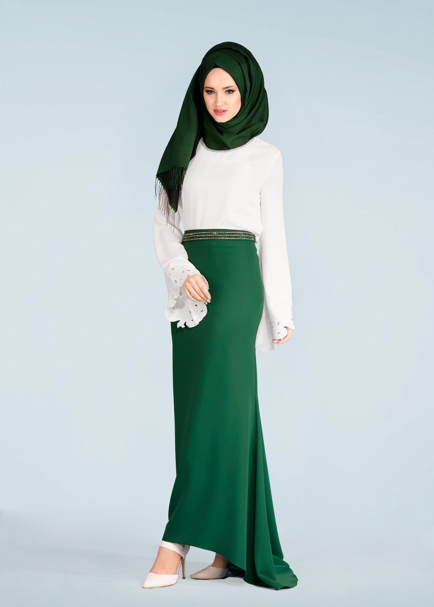 Tesettür giyim YEŞİL 6009 ELİTE 11620 TESETTÜR ETEK 38/44 TEK38-40