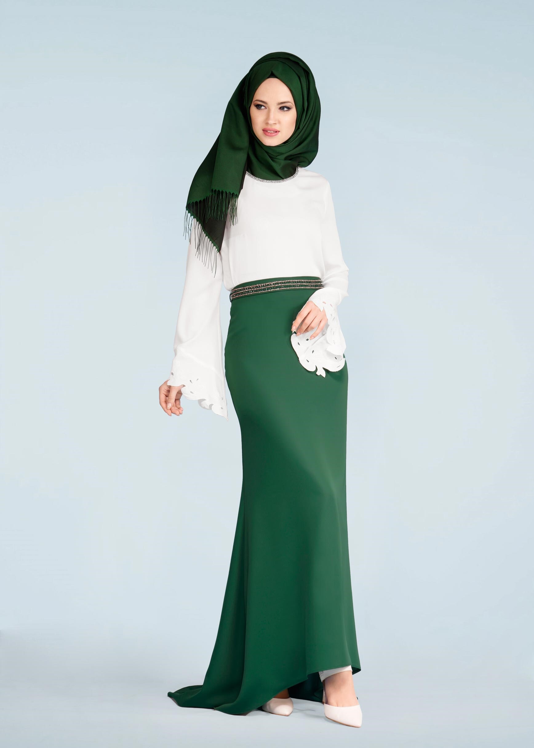 Tesettür giyim YEŞİL 6009 ELİTE 11620 TESETTÜR ETEK 38/44 TEK38-40