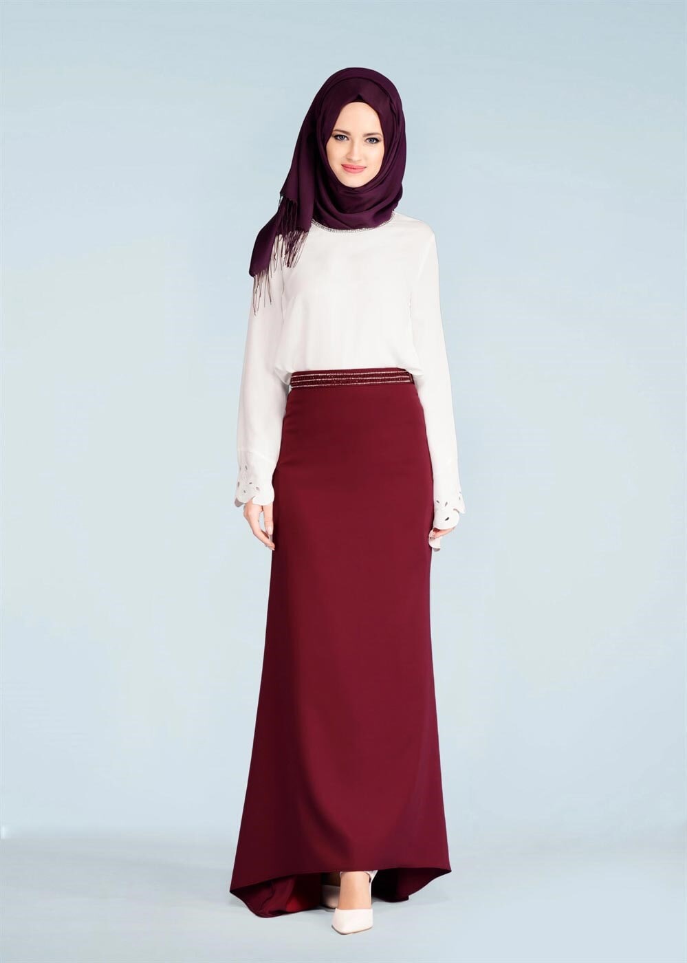 Tesettür giyim BORDO 6009 ELİTE 11620 TESETTÜR ETEK 38/44 TEK38-40