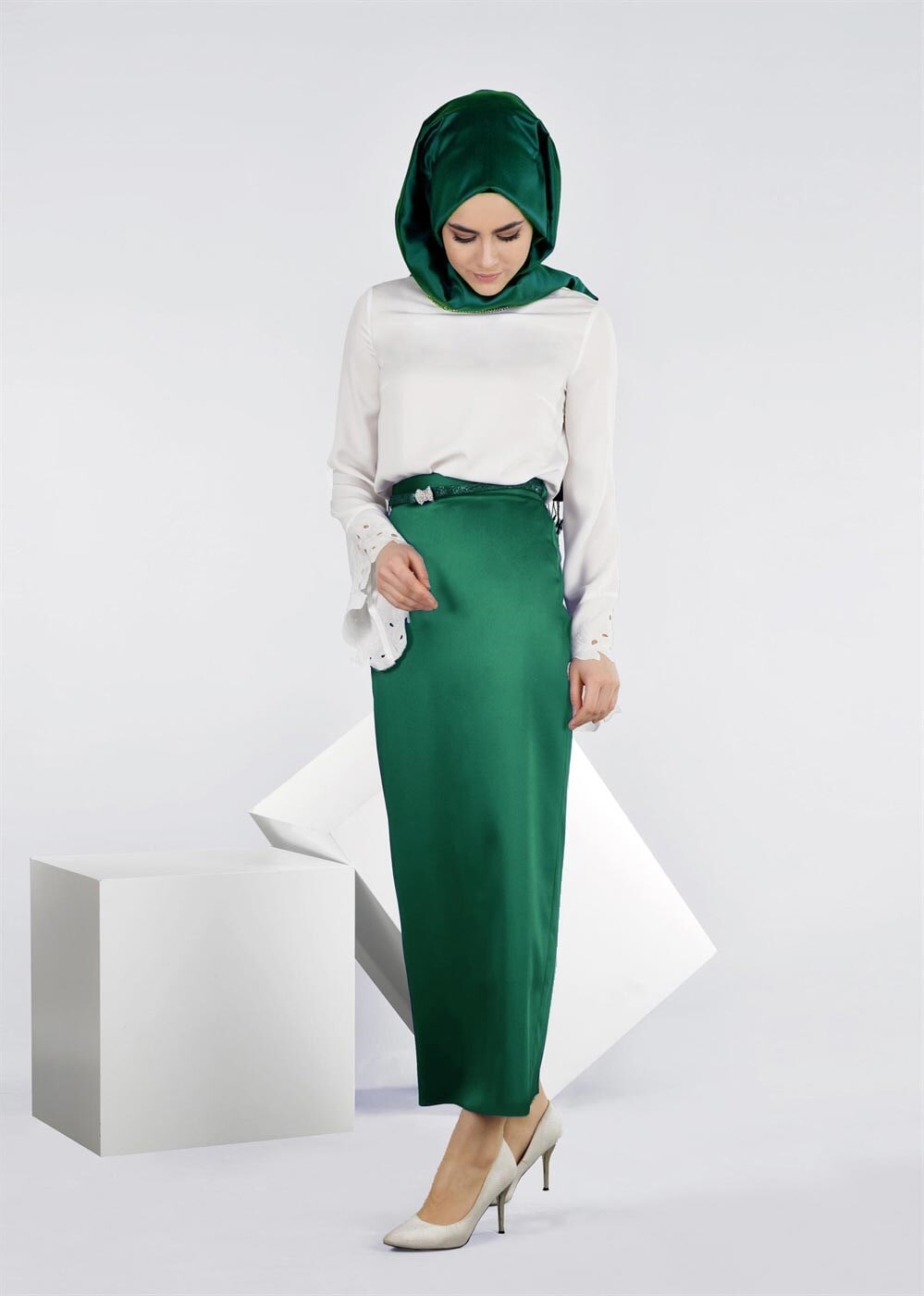 Tesettür giyim YEŞİL 6012 ALİSSA ETEK 38/44