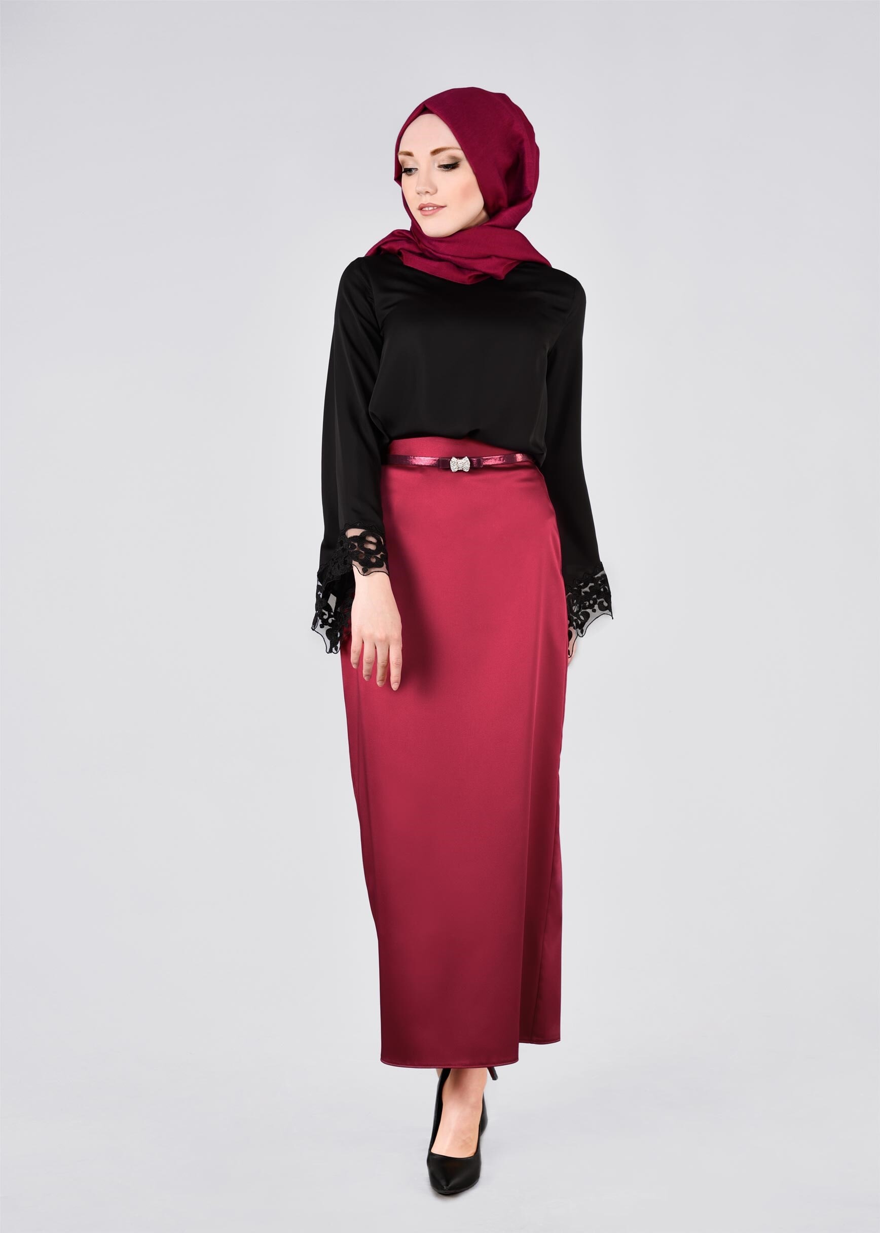 Tesettür giyim BORDO 6012 ALİSSA ETEK 38/44