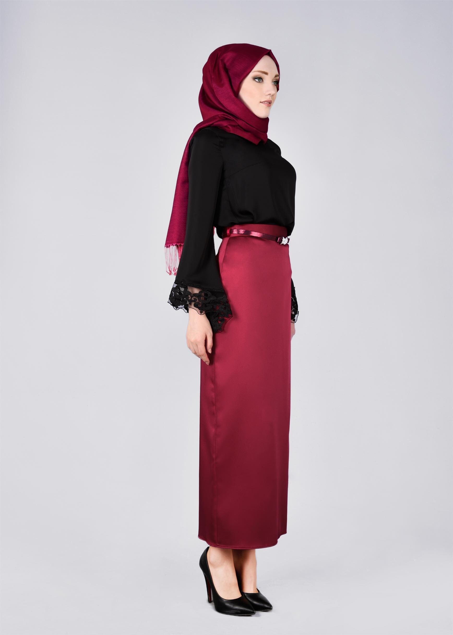 Tesettür giyim BORDO 6012 ALİSSA ETEK 38/44