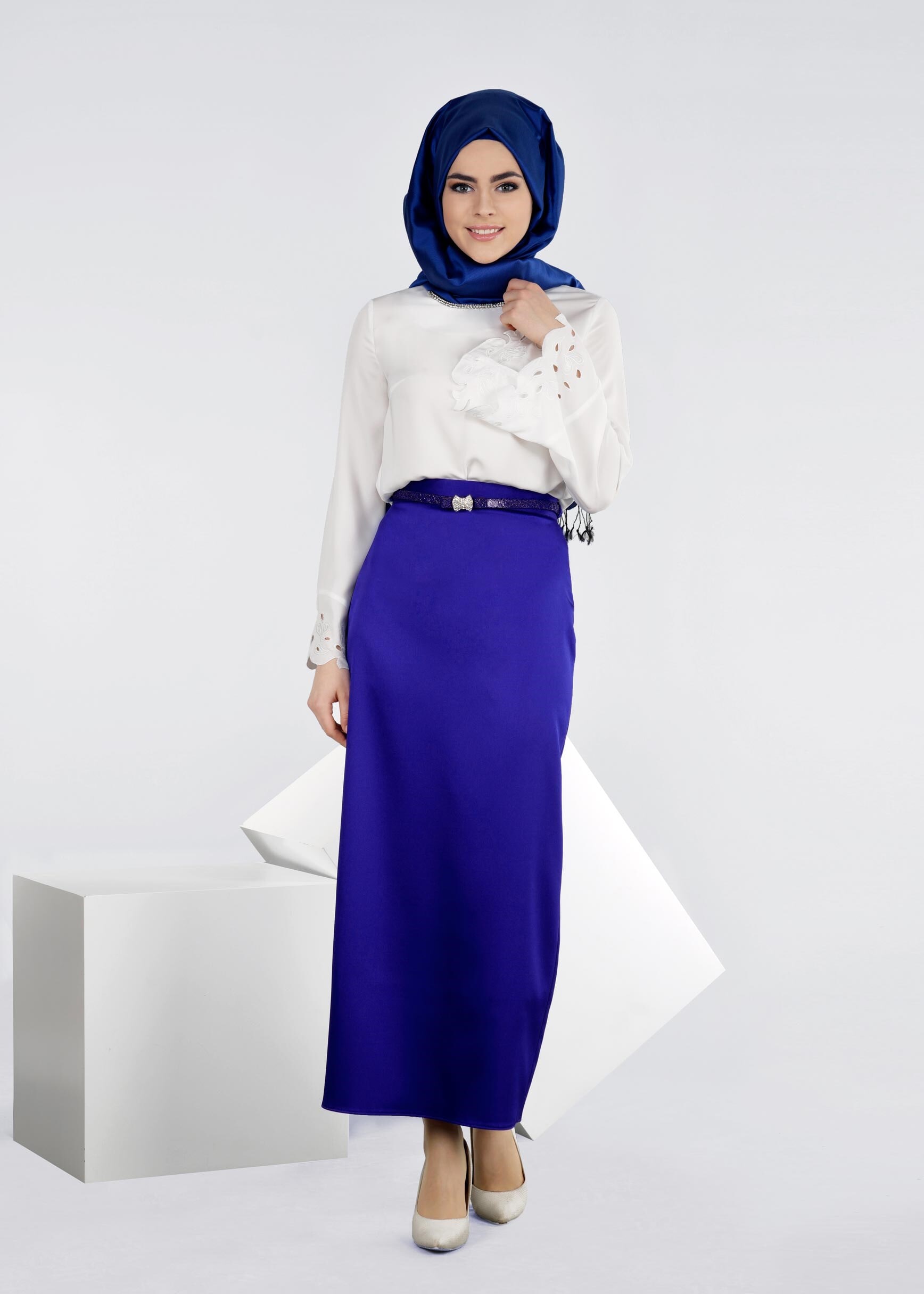 Tesettür giyim LACİVERT 6012 ALİSSA ETEK 38/44