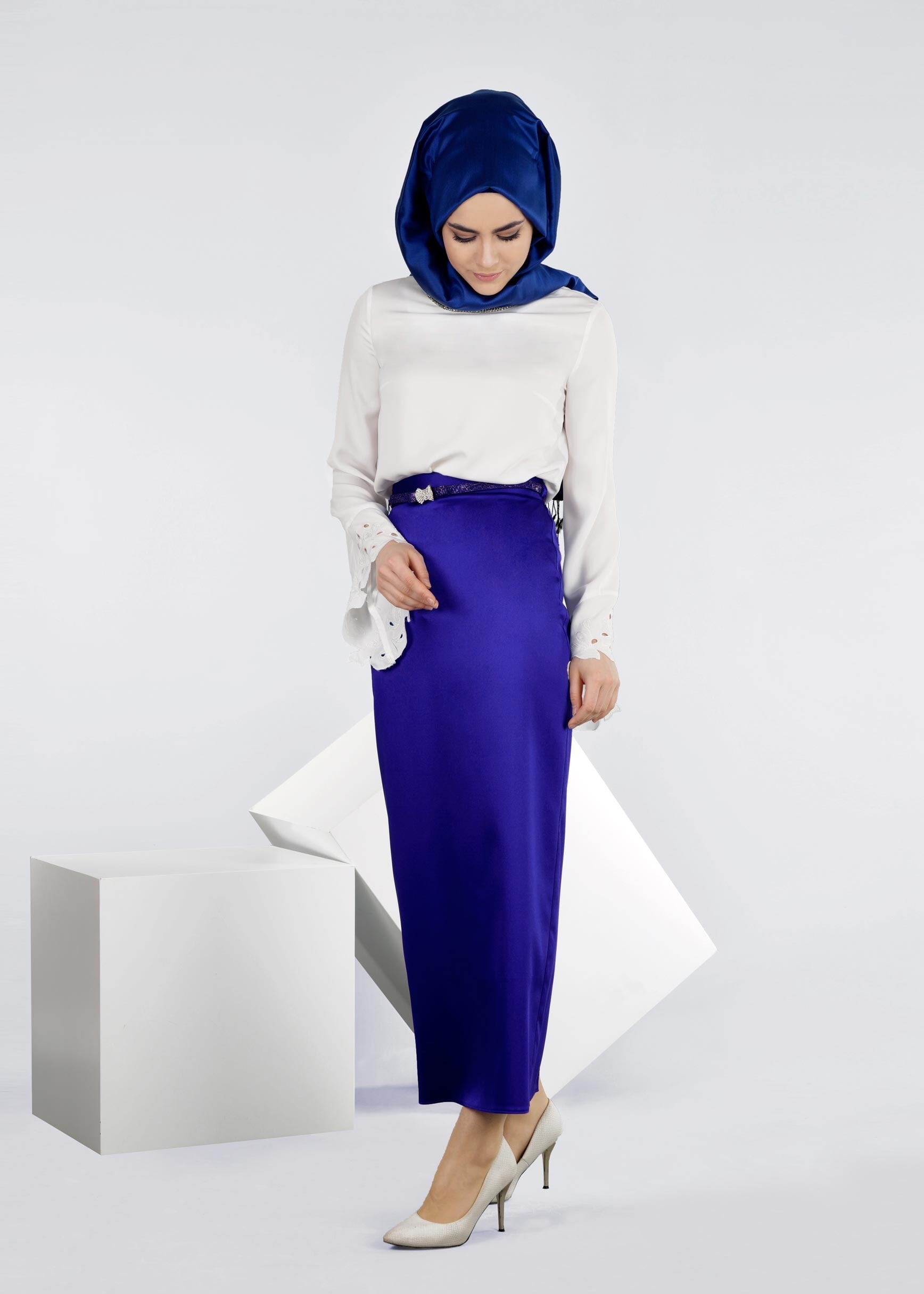 Tesettür giyim LACİVERT 6012 ALİSSA ETEK 38/44