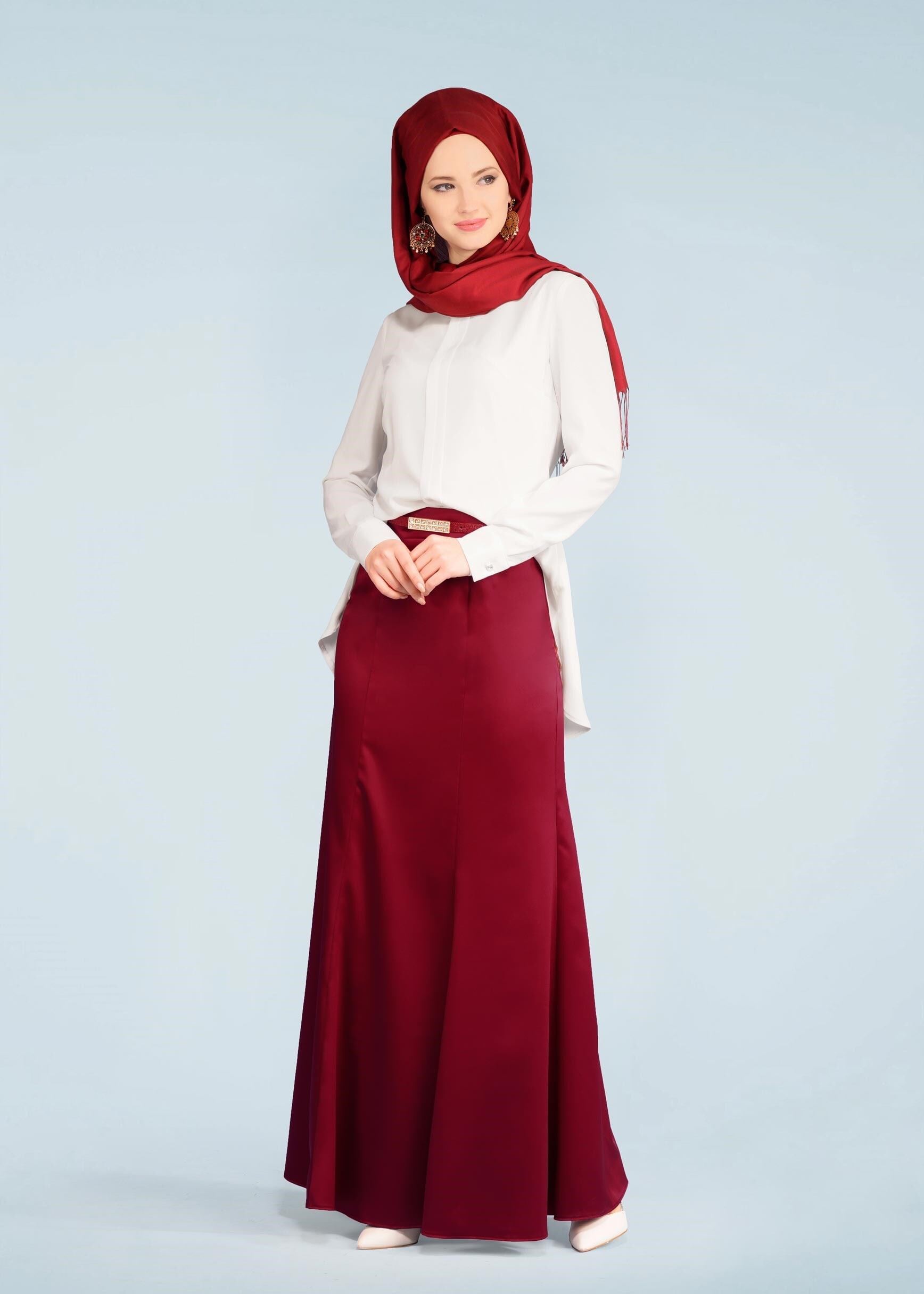 Tesettür giyim BORDO 6013 ALİSSA ETEK 38/44