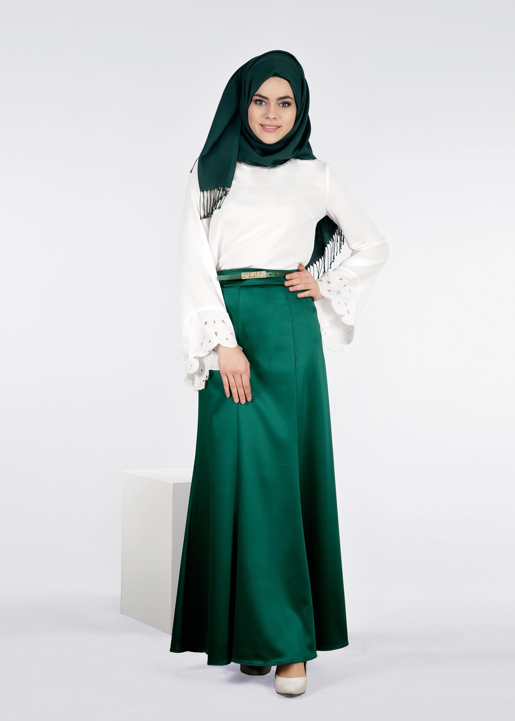 Tesettür giyim YEŞİL 6013 ALİSSA ETEK 38/44