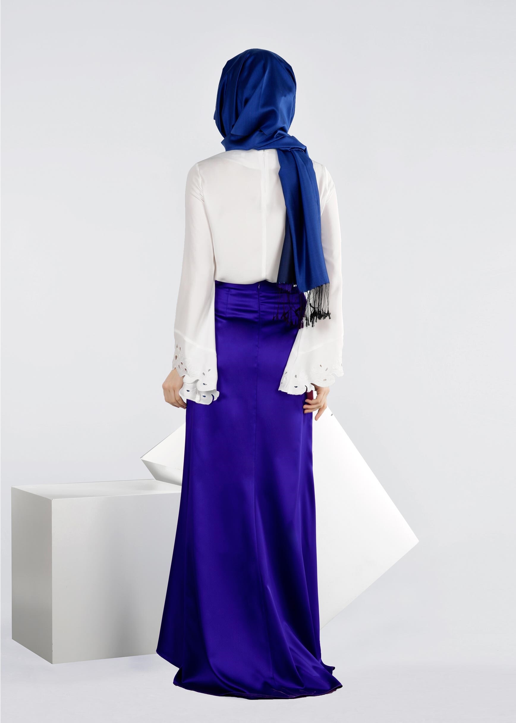 Tesettür giyim LACİVERT 6014 ALİSSA SATEN ETEK 38/44 TEK38