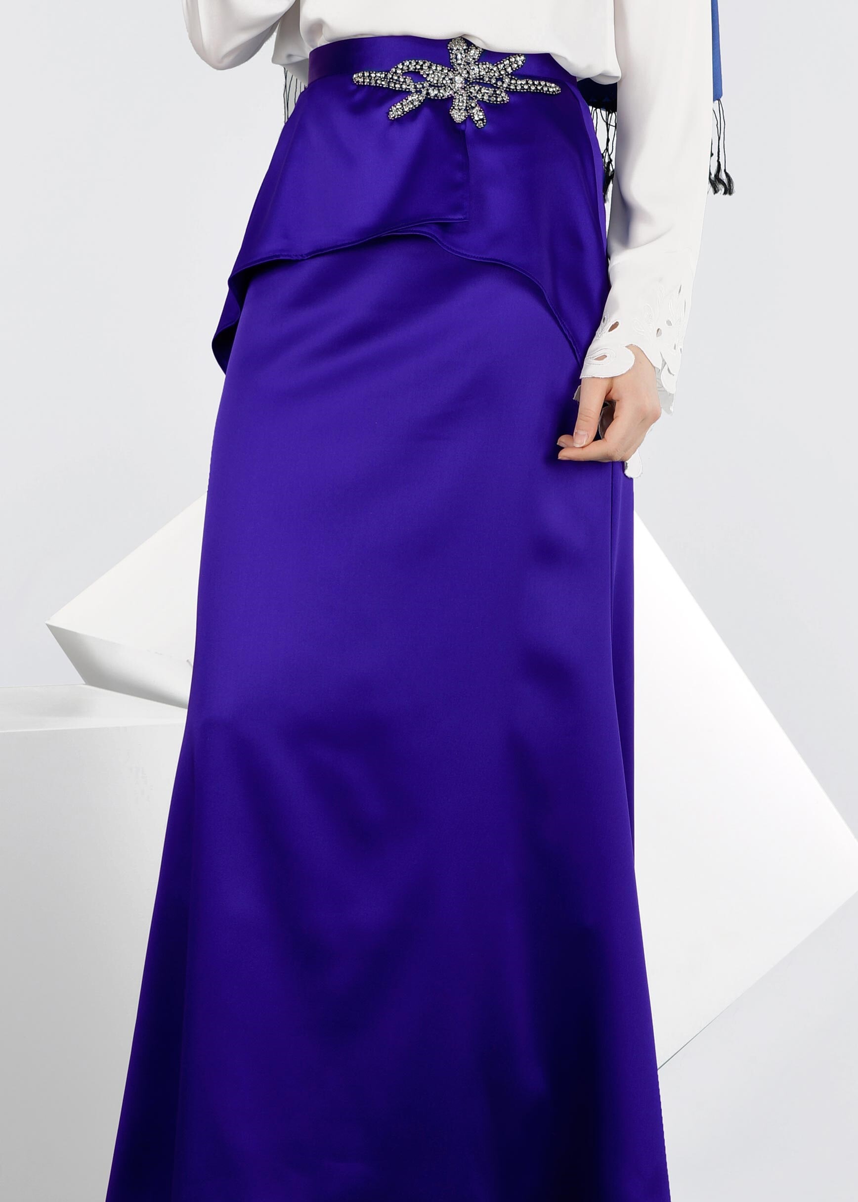 Tesettür giyim LACİVERT 6014 ALİSSA SATEN ETEK 38/44 TEK38