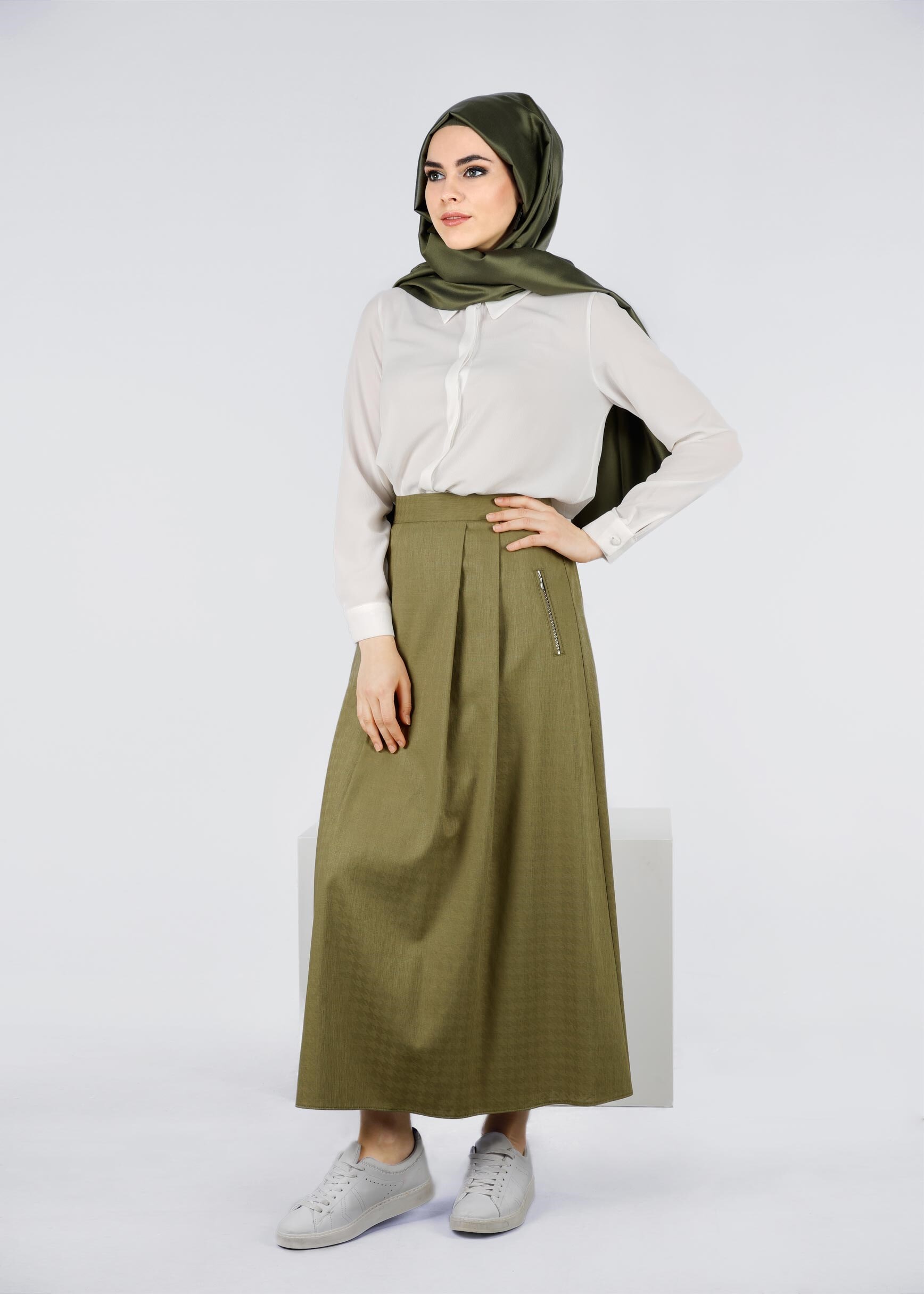Tesettür giyim YEŞİL 6015 BERİL 736 ETEK 38/44