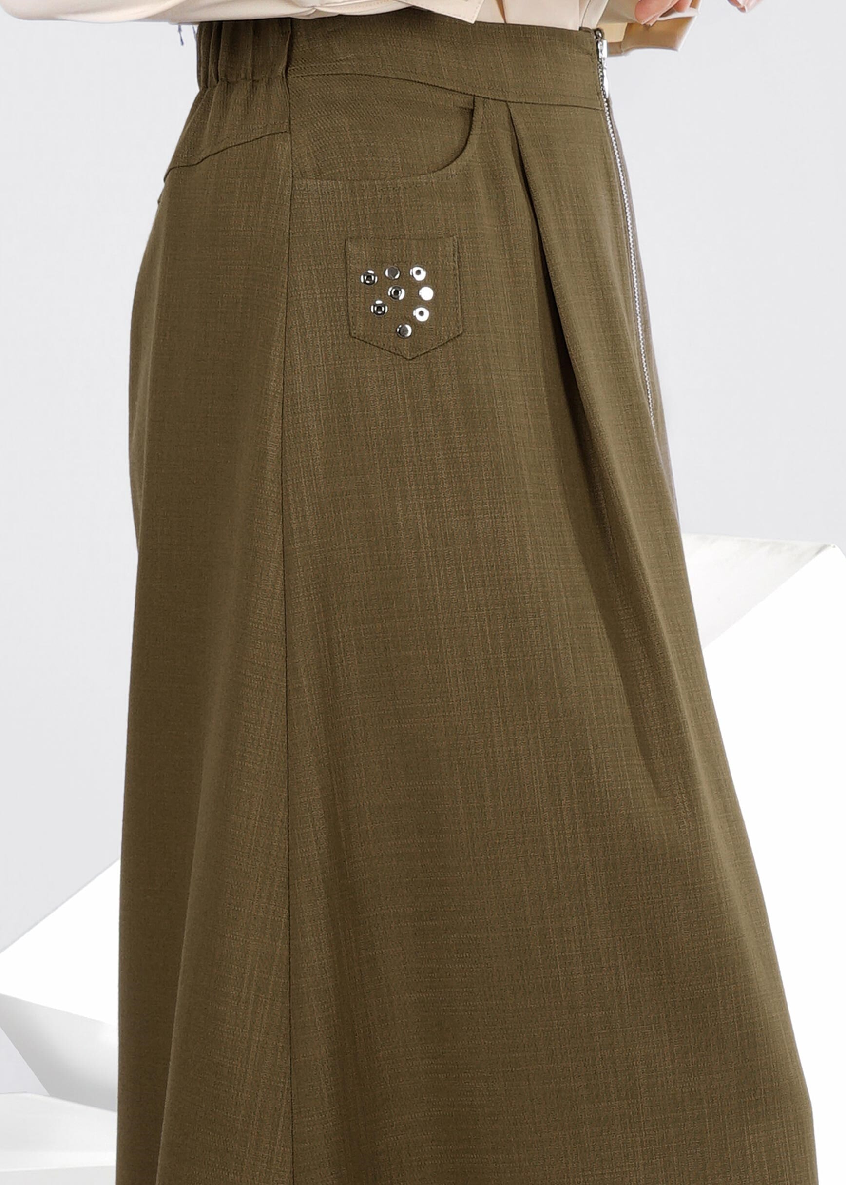 Tesettür giyim HAKİ 6017 SHOGUN TESETTÜR ETEK 36/44 TEK38