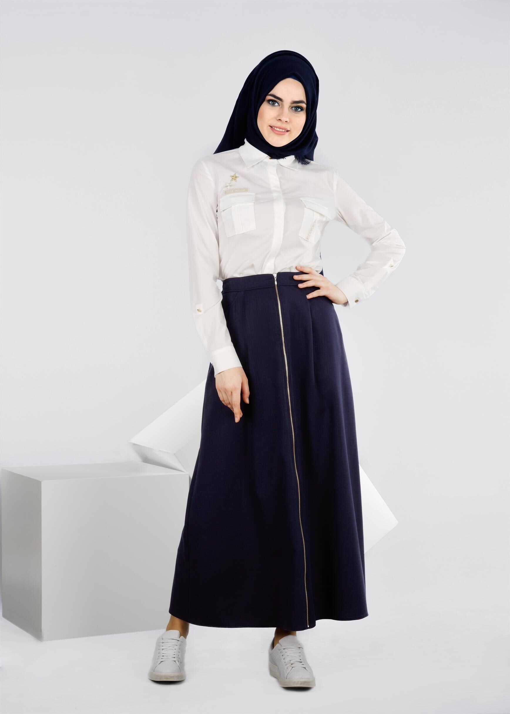 Tesettür giyim LACİVERT 6017 SHOGUN TESETTÜR ETEK 36/44 TEK38
