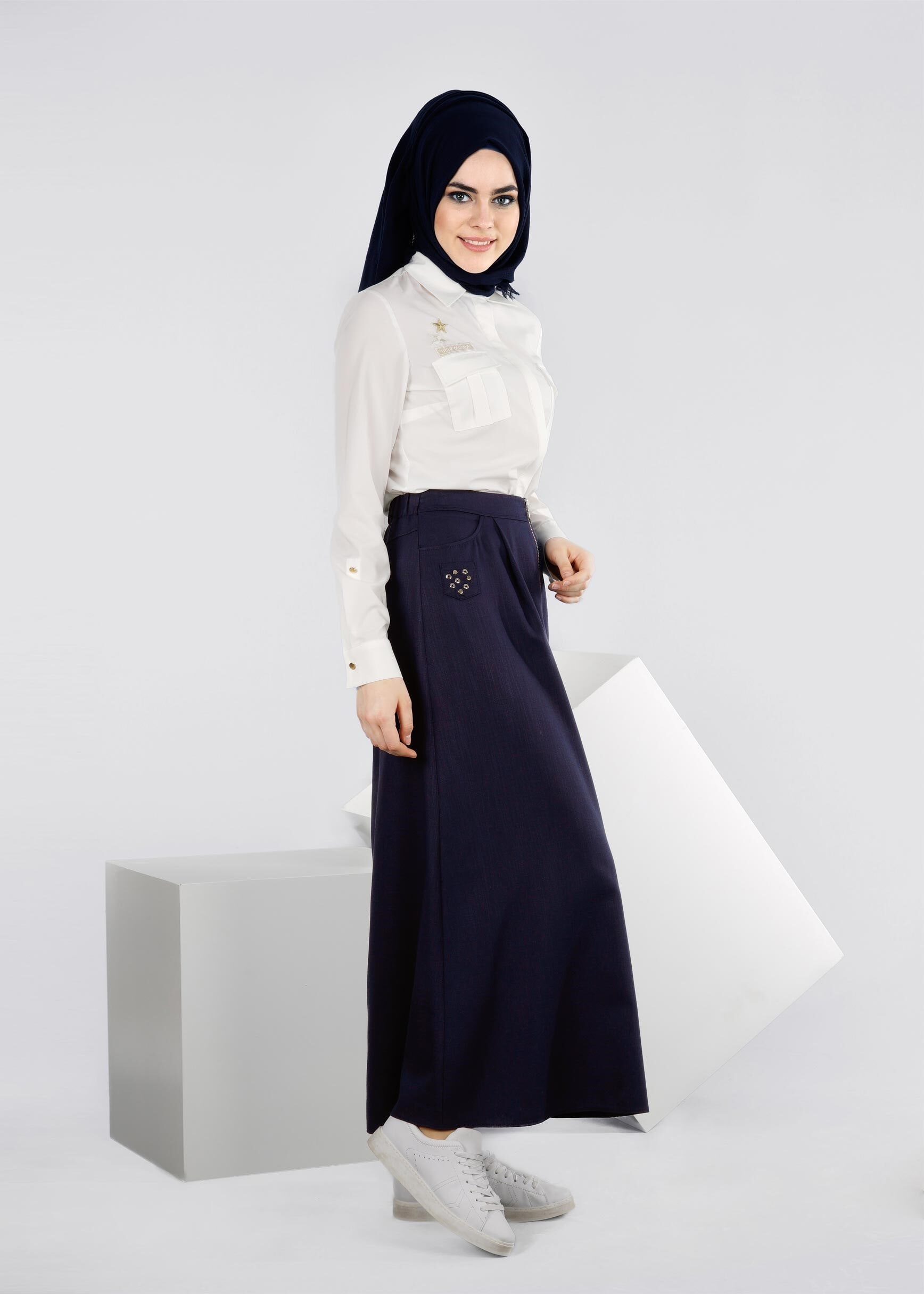 Tesettür giyim LACİVERT 6017 SHOGUN TESETTÜR ETEK 36/44 TEK38