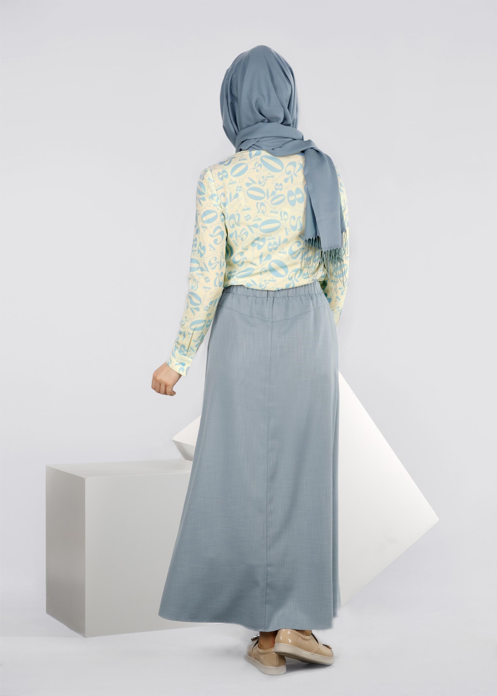 Tesettür giyim MAVİ 6017 SHOGUN TESETTÜR ETEK 36/44 TEK38