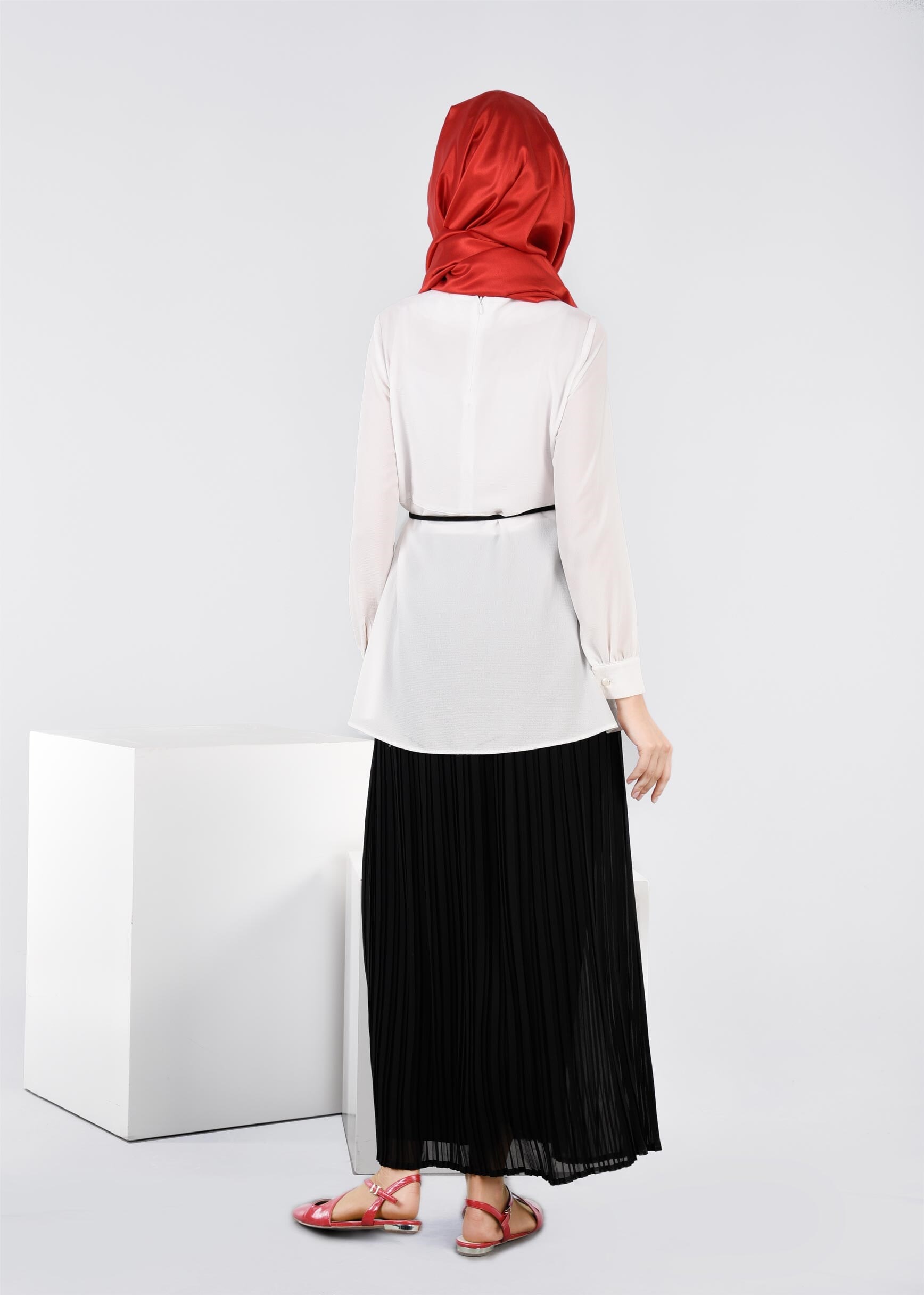 Tesettür giyim SİYAH 6019 NEW MULTİ ŞİFON ETEK 38/46