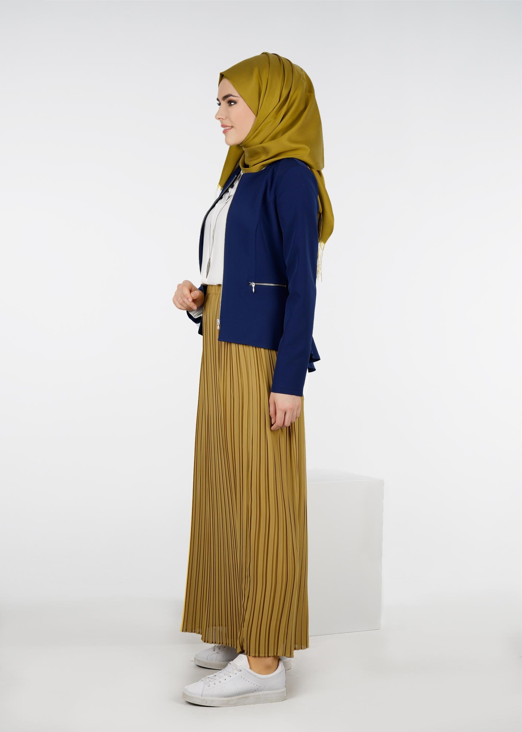 Tesettür giyim SARI 6019 NEW MULTİ ŞİFON ETEK 38/46