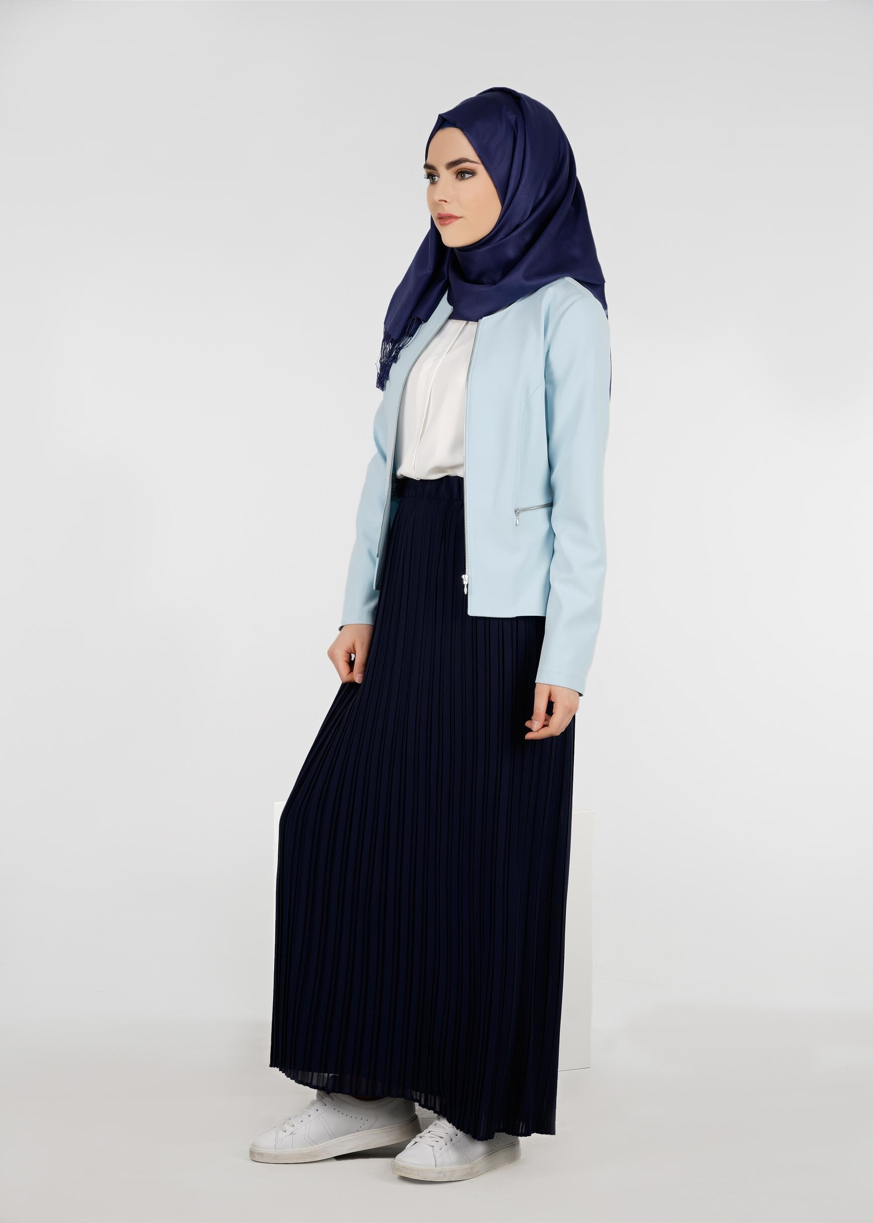 Tesettür giyim LACİVERT 6019 NEW MULTİ ŞİFON ETEK 38/46