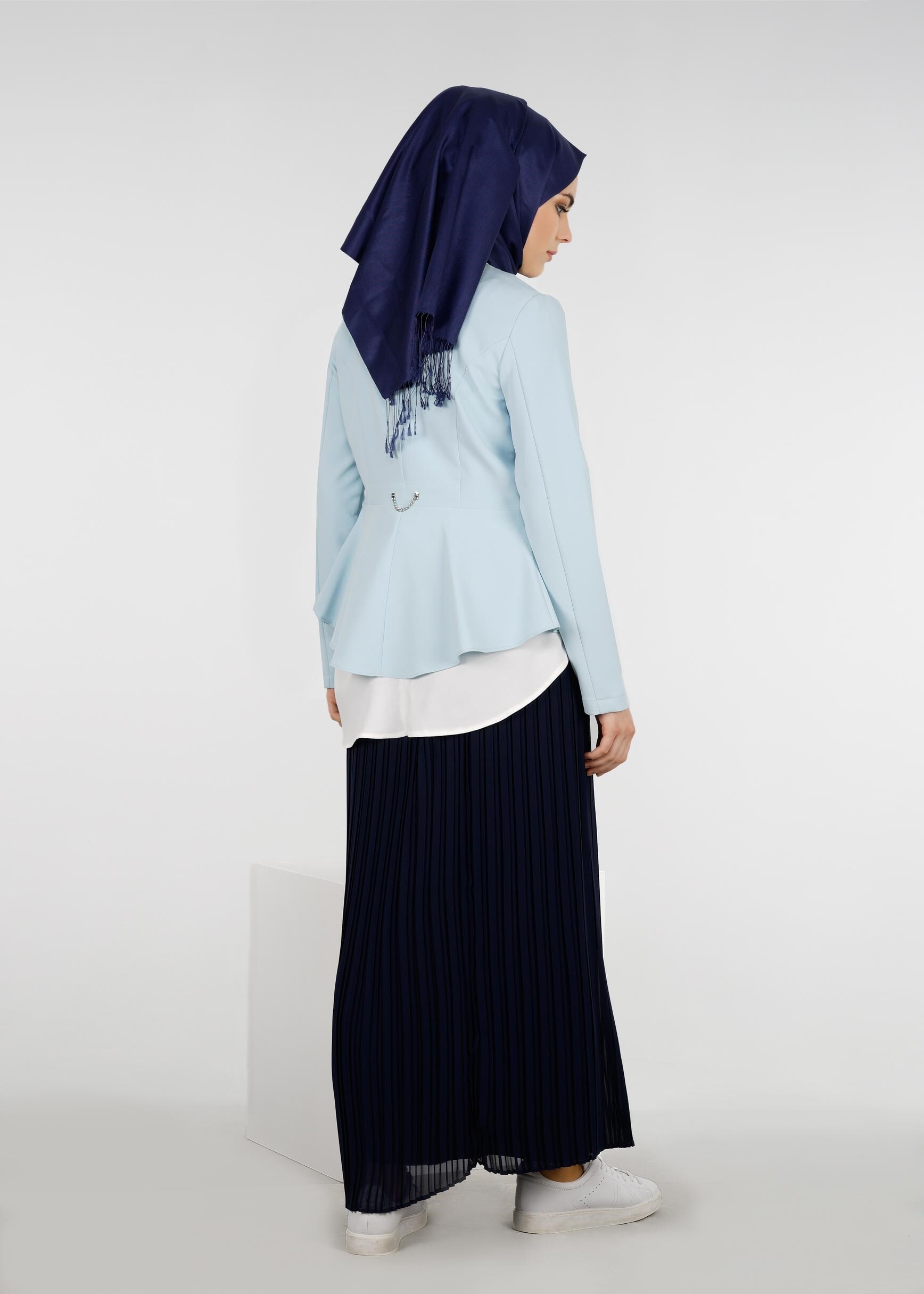 Tesettür giyim LACİVERT 6019 NEW MULTİ ŞİFON ETEK 38/46