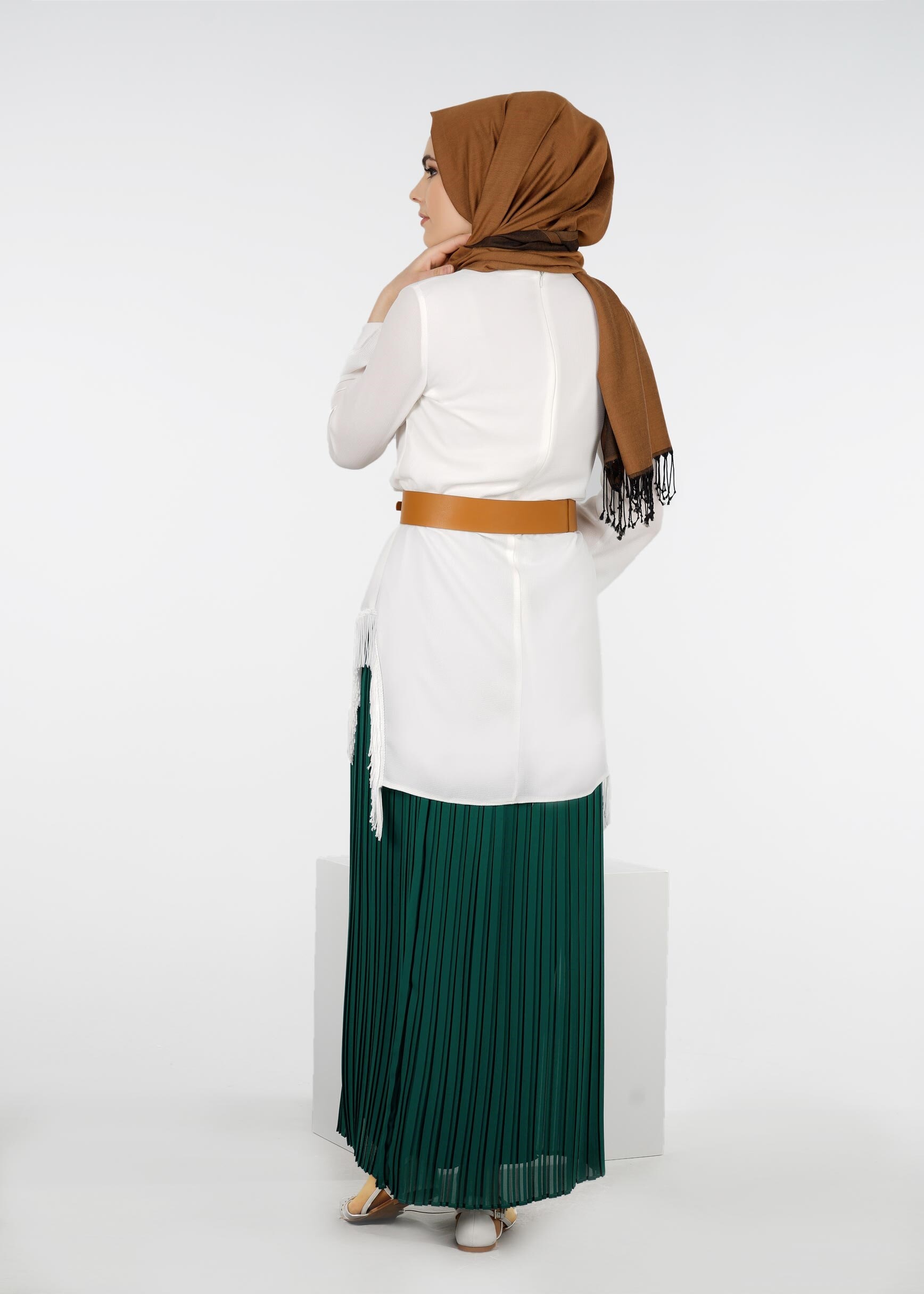 Tesettür giyim YEŞİL 6019 NEW MULTİ ŞİFON ETEK 38/46