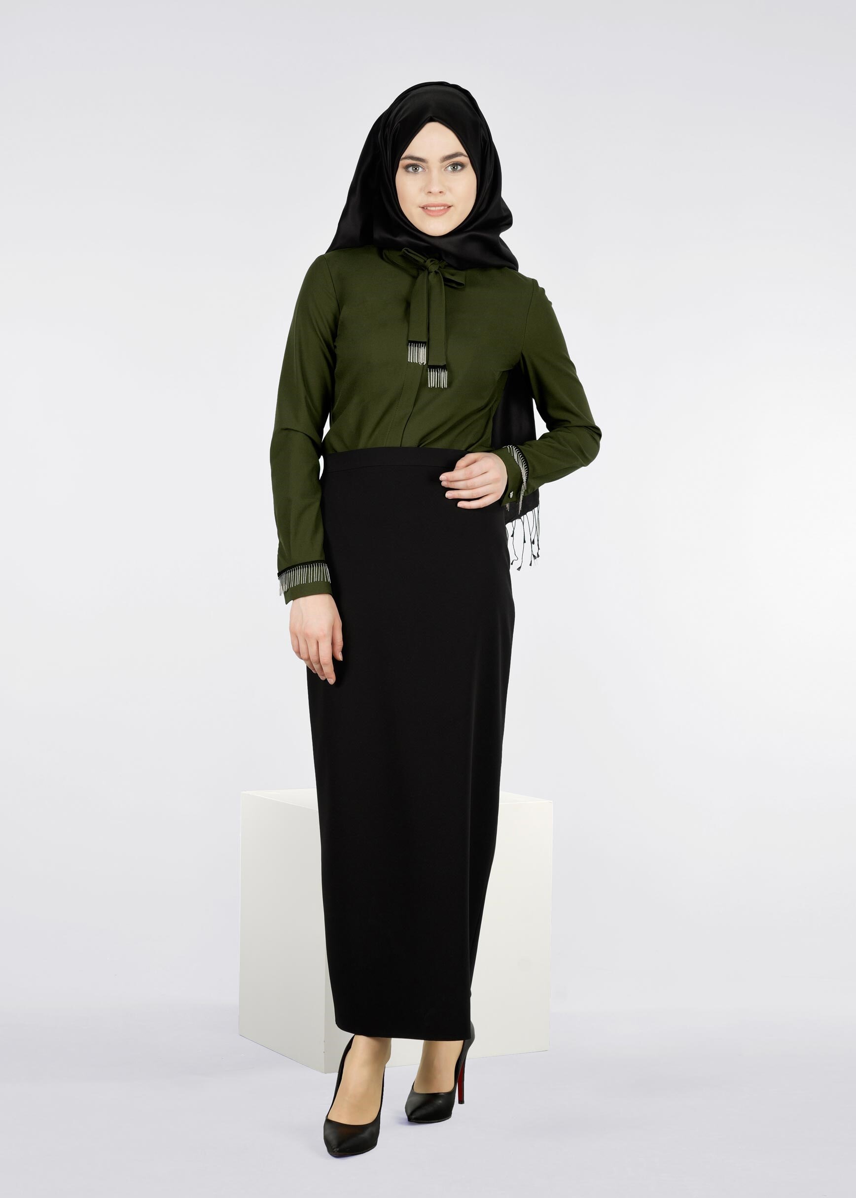 Tesettür giyim SİYAH 6020 ZOOM ETEK 38/48 TEK42