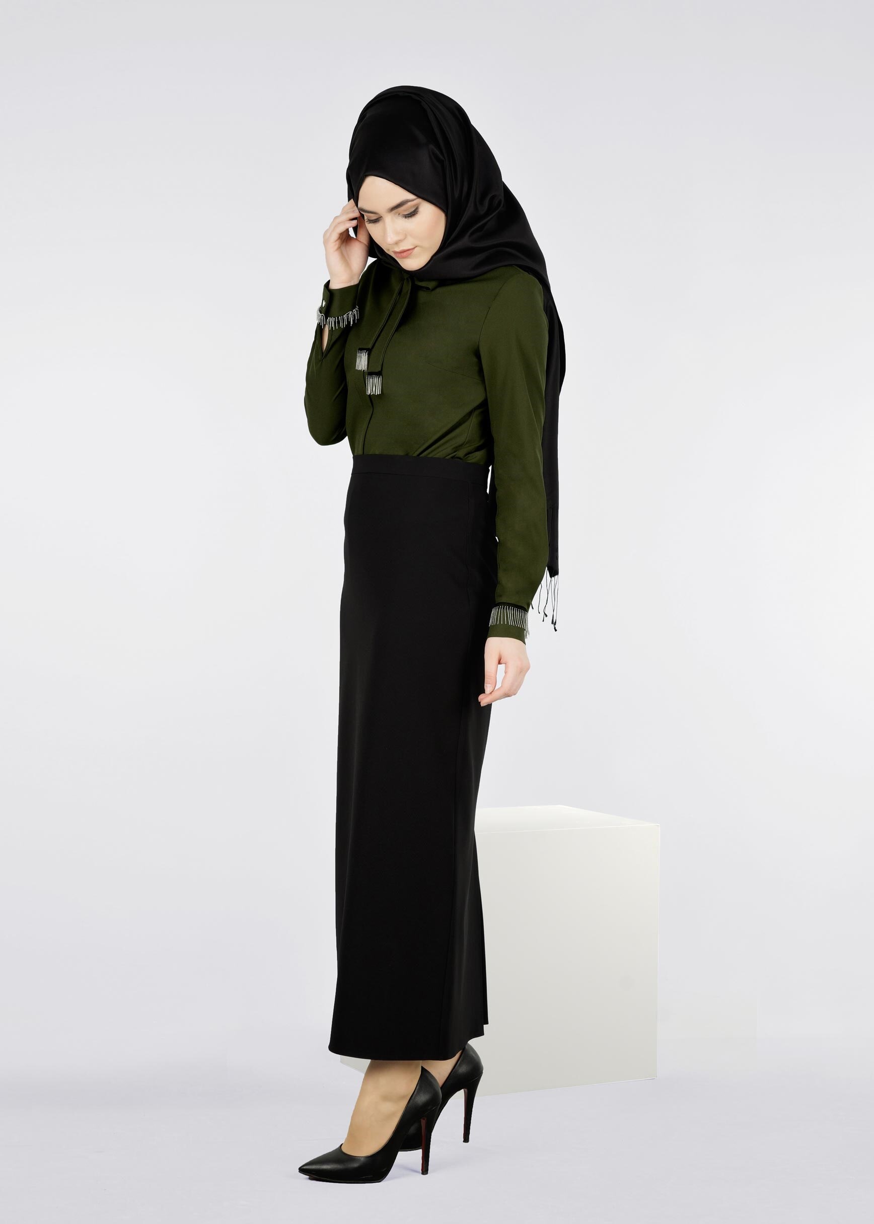 Tesettür giyim SİYAH 6020 ZOOM ETEK 38/48 TEK42