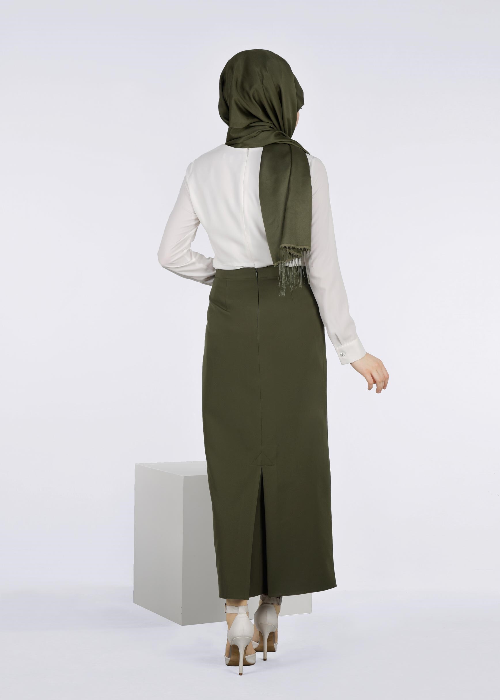 Tesettür giyim HAKİ 6020 ZOOM ETEK 38/48 TEK42