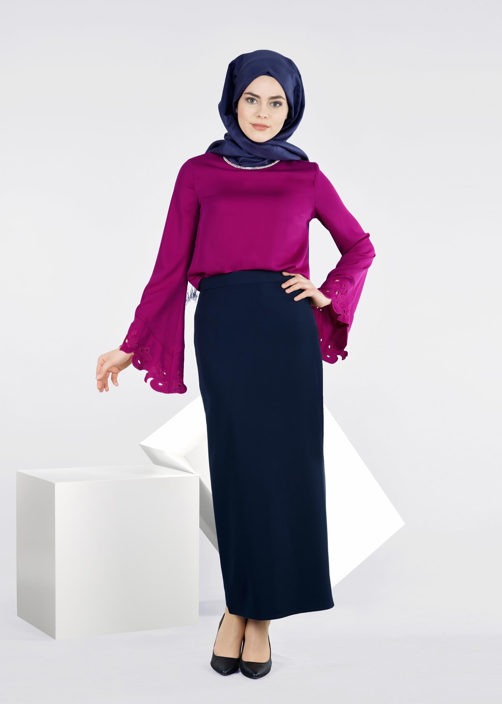 Tesettür giyim LACİVERT 6020 ZOOM ETEK 38/48 TEK42