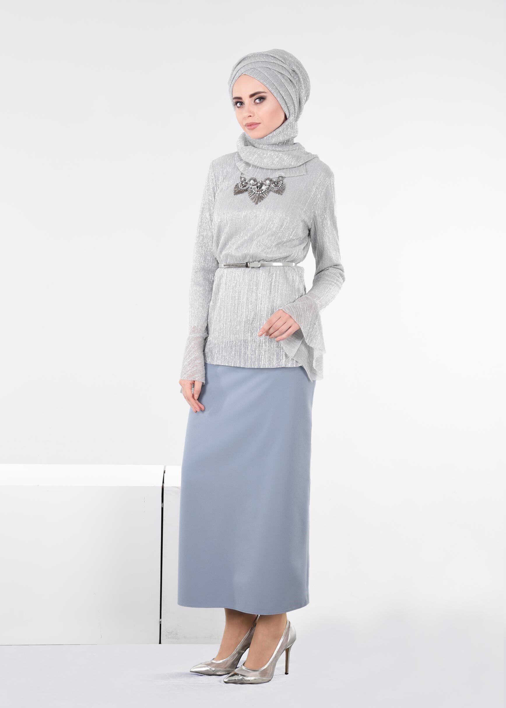 Tesettür giyim MAVİ 6020 ZOOM ETEK 38/48 TEK42