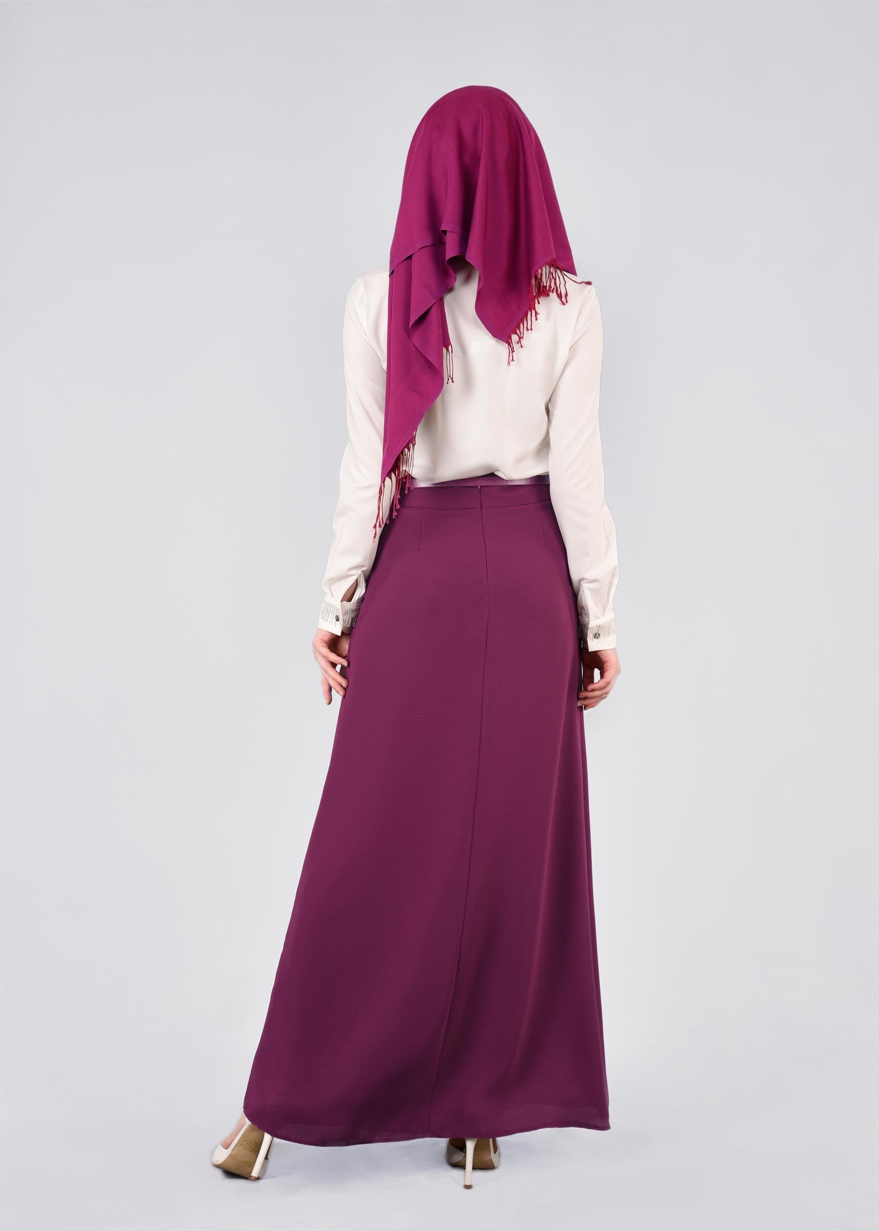 Tesettür giyim FUŞYA 6021 ORLANDO ETEK 38/46 TEK40-42