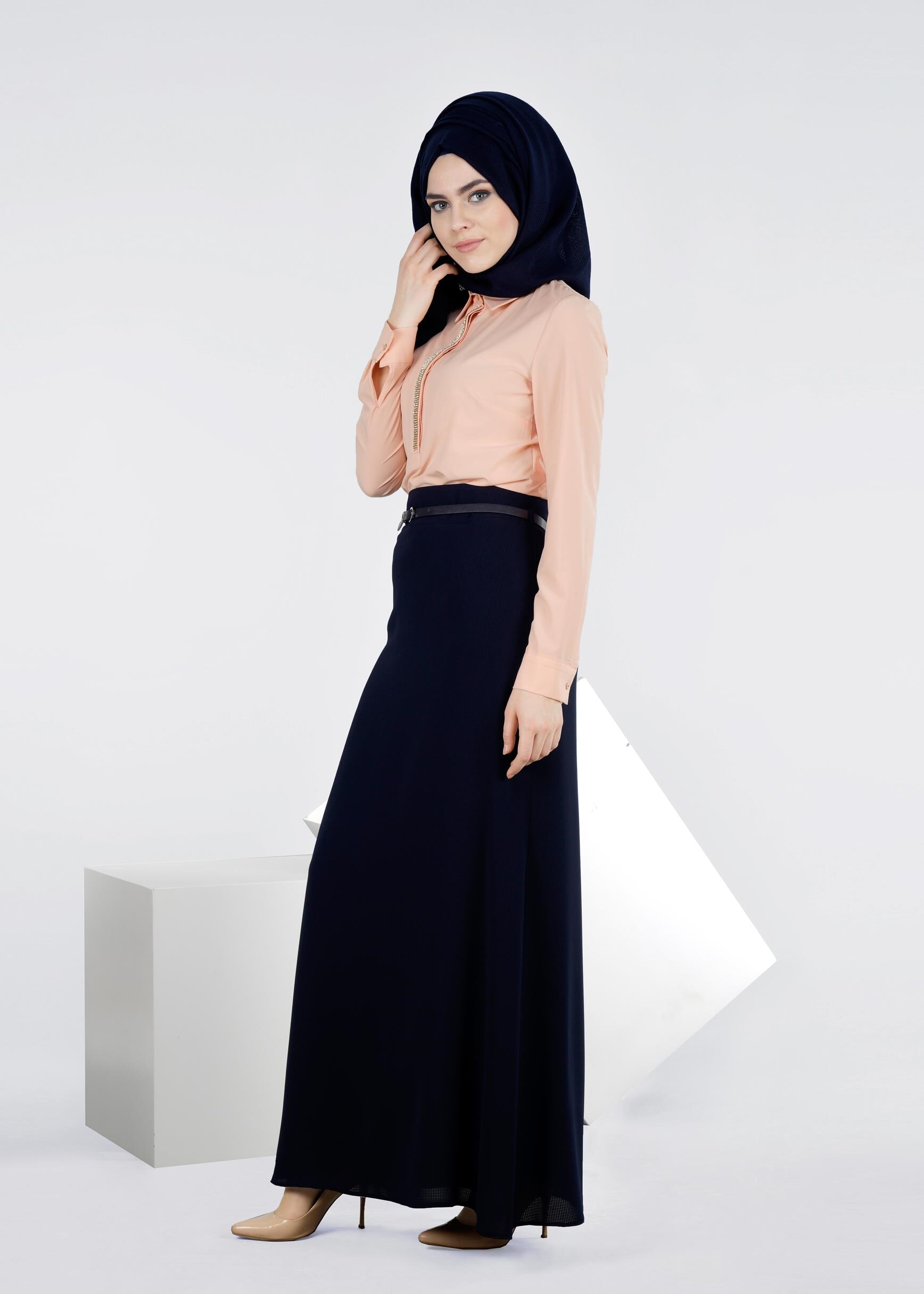 Tesettür giyim LACİVERT 6021 ORLANDO ETEK 38/46 TEK40-42