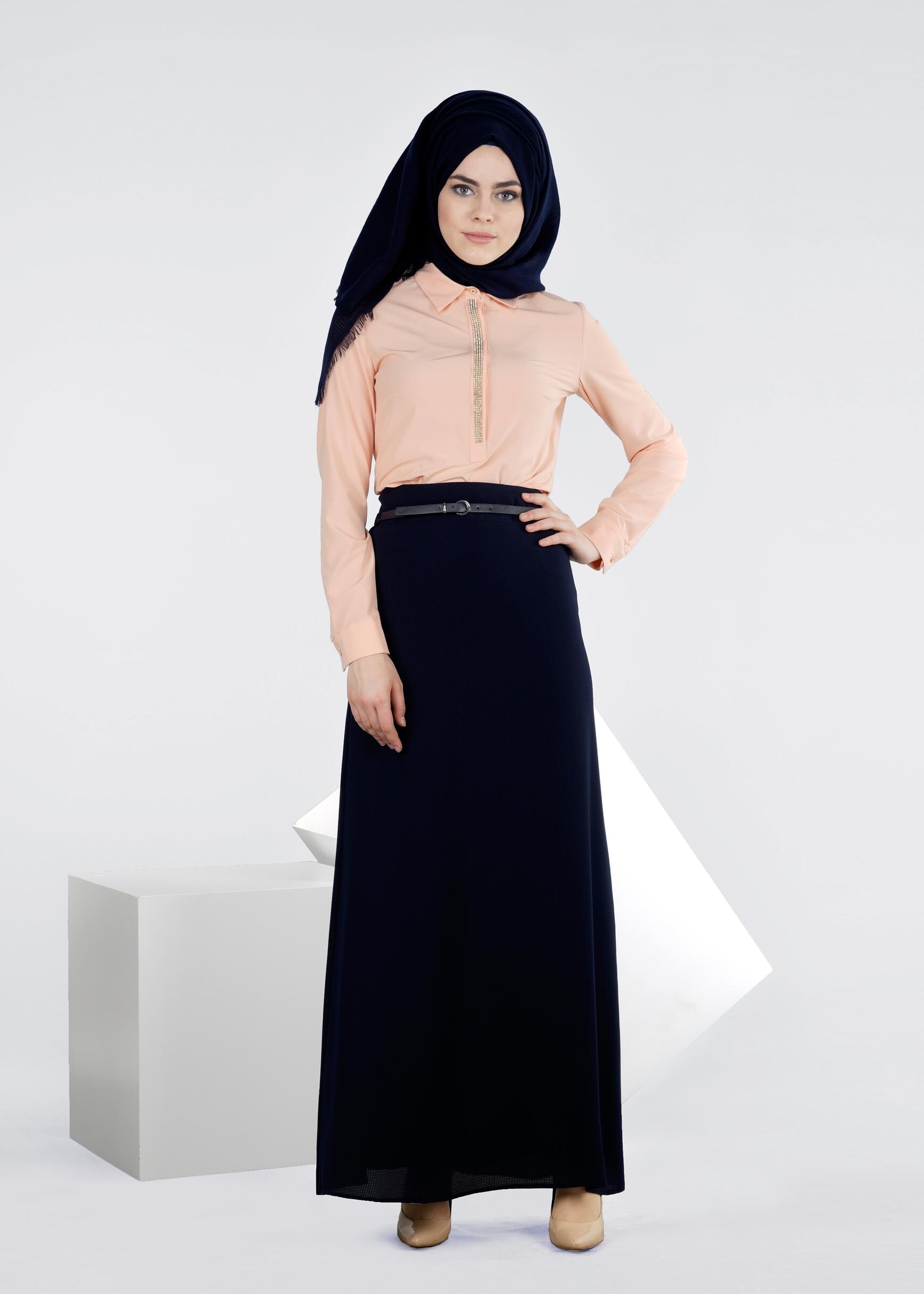 Tesettür giyim LACİVERT 6021 ORLANDO ETEK 38/46 TEK40-42