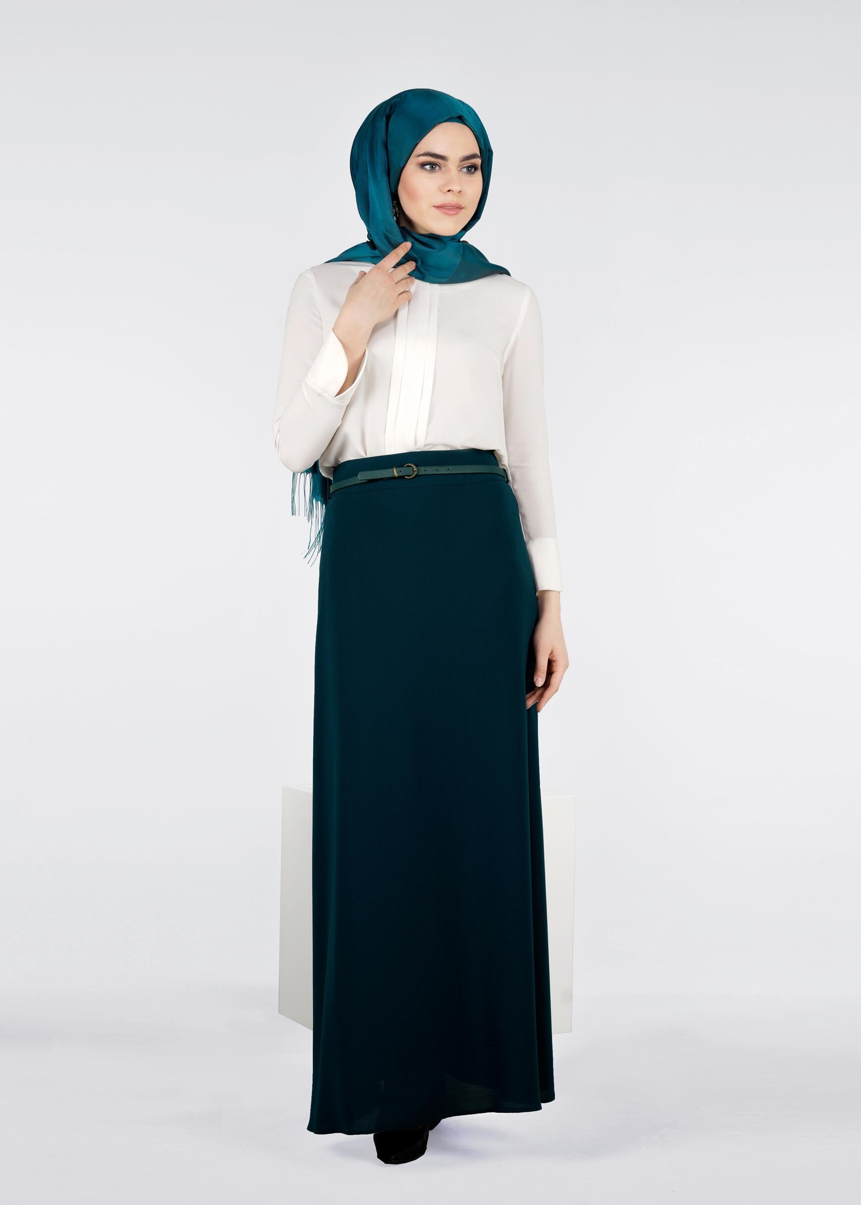 Tesettür giyim YEŞİL 6021 ORLANDO ETEK 38/46 TEK40-42