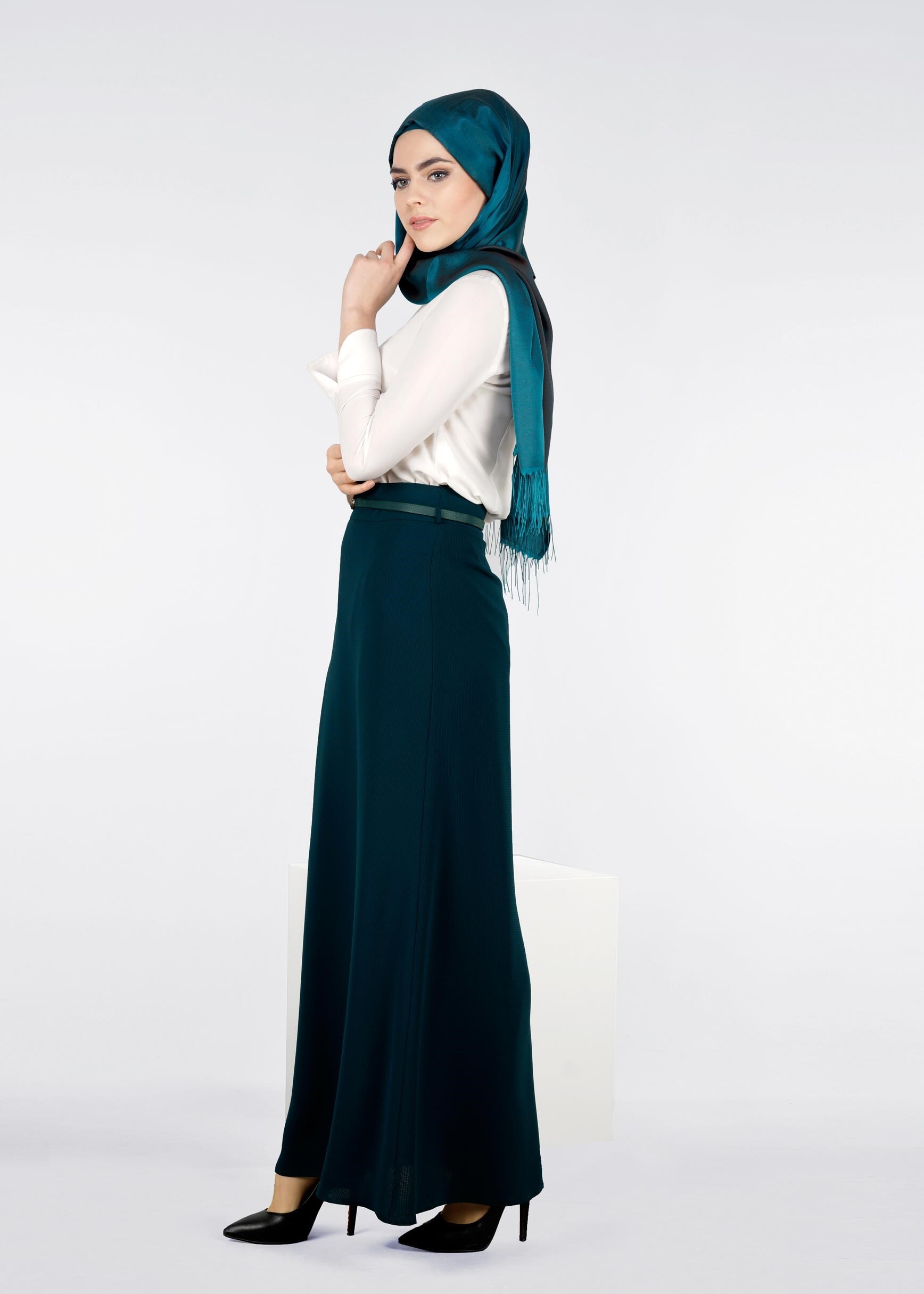 Tesettür giyim YEŞİL 6021 ORLANDO ETEK 38/46 TEK40-42