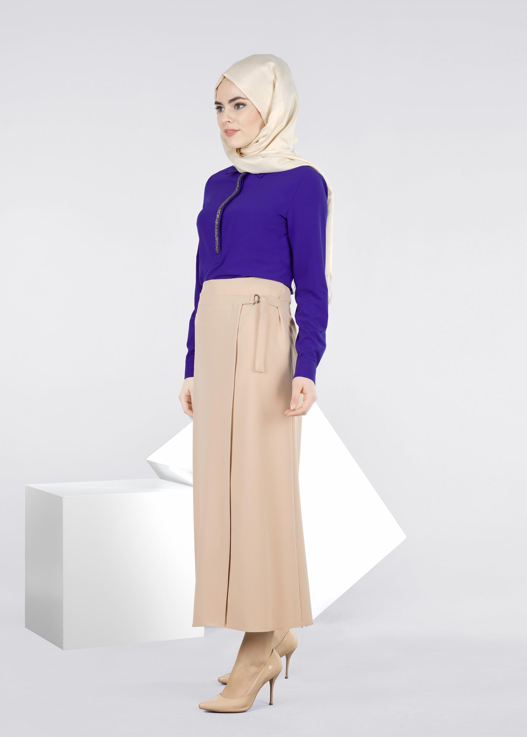 Tesettür giyim BEJ 6022 ZADE ETEK 38/46 TEK40