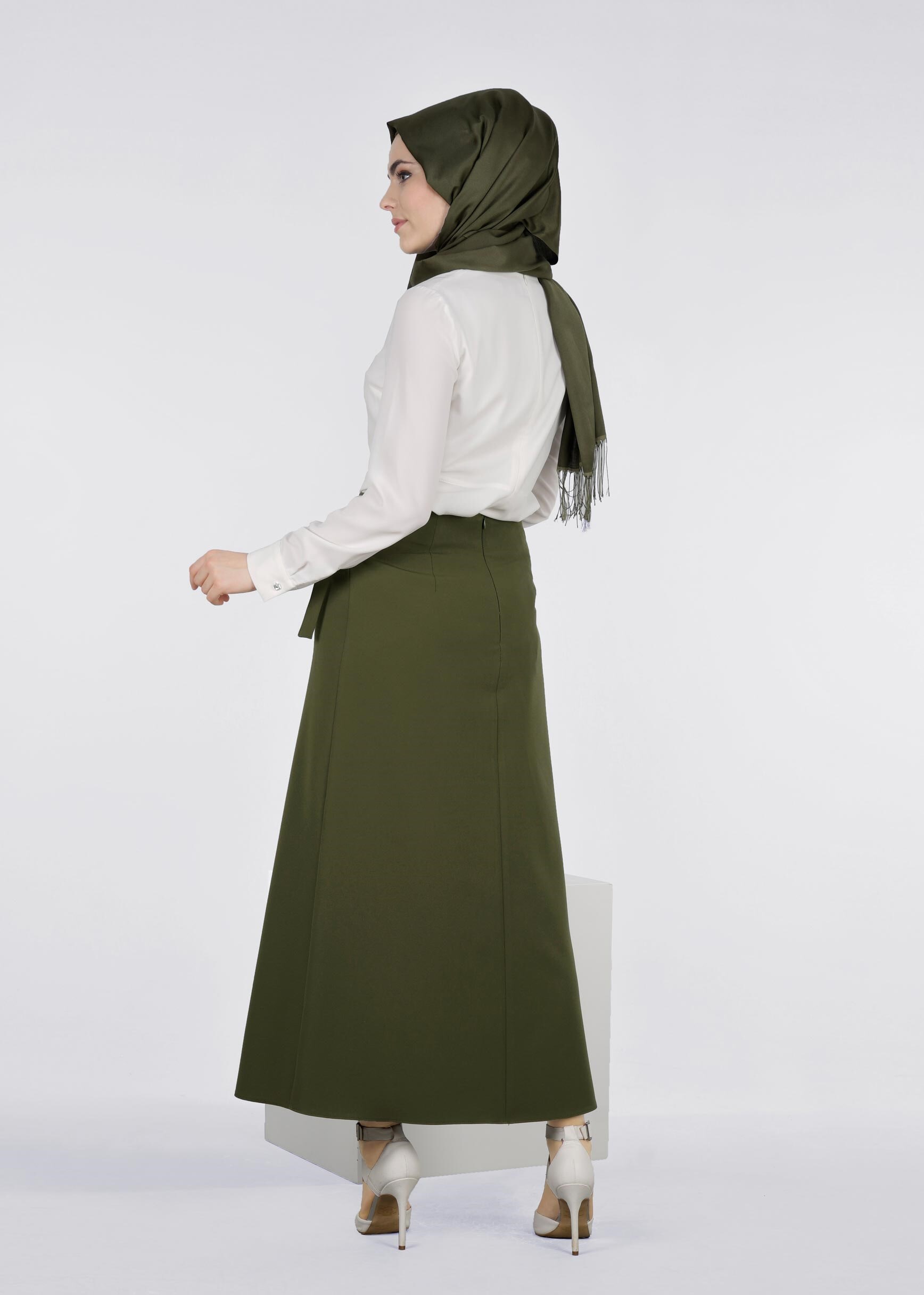 Tesettür giyim HAKİ 6022 ZADE ETEK 38/46 TEK40