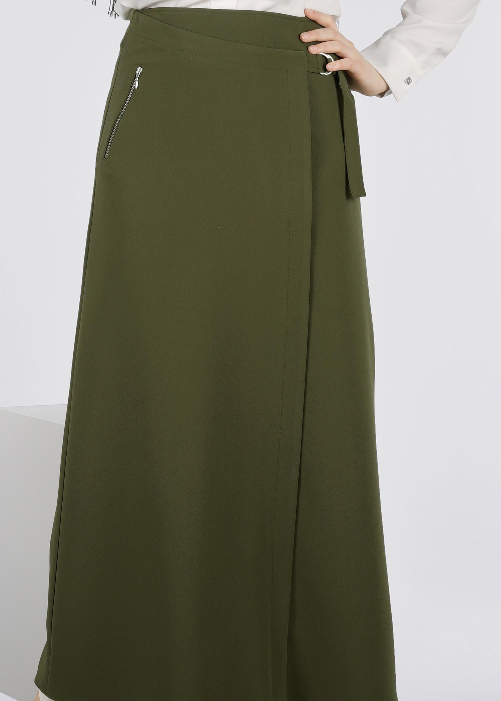 Tesettür giyim HAKİ 6022 ZADE ETEK 38/46 TEK40