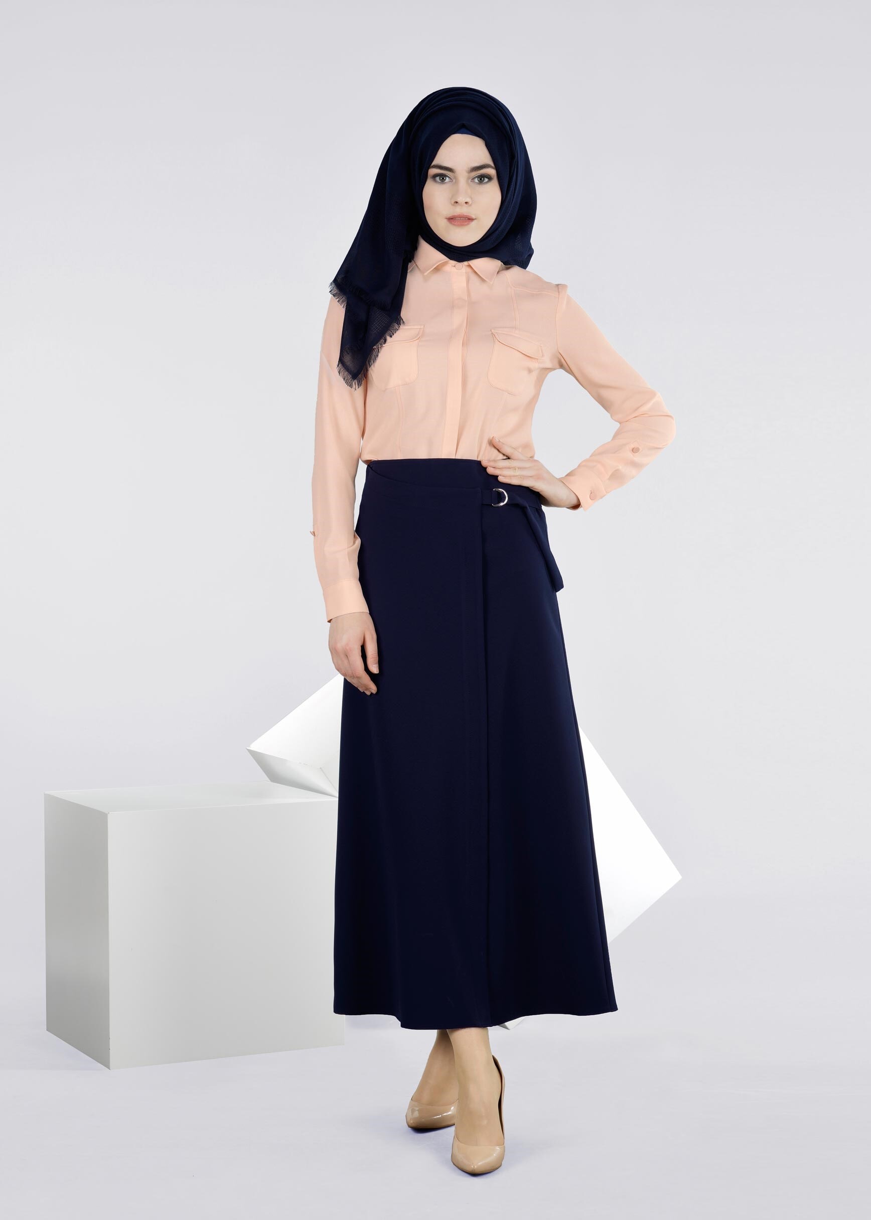 Tesettür giyim LACİVERT 6022 ZADE ETEK 38/46 TEK40