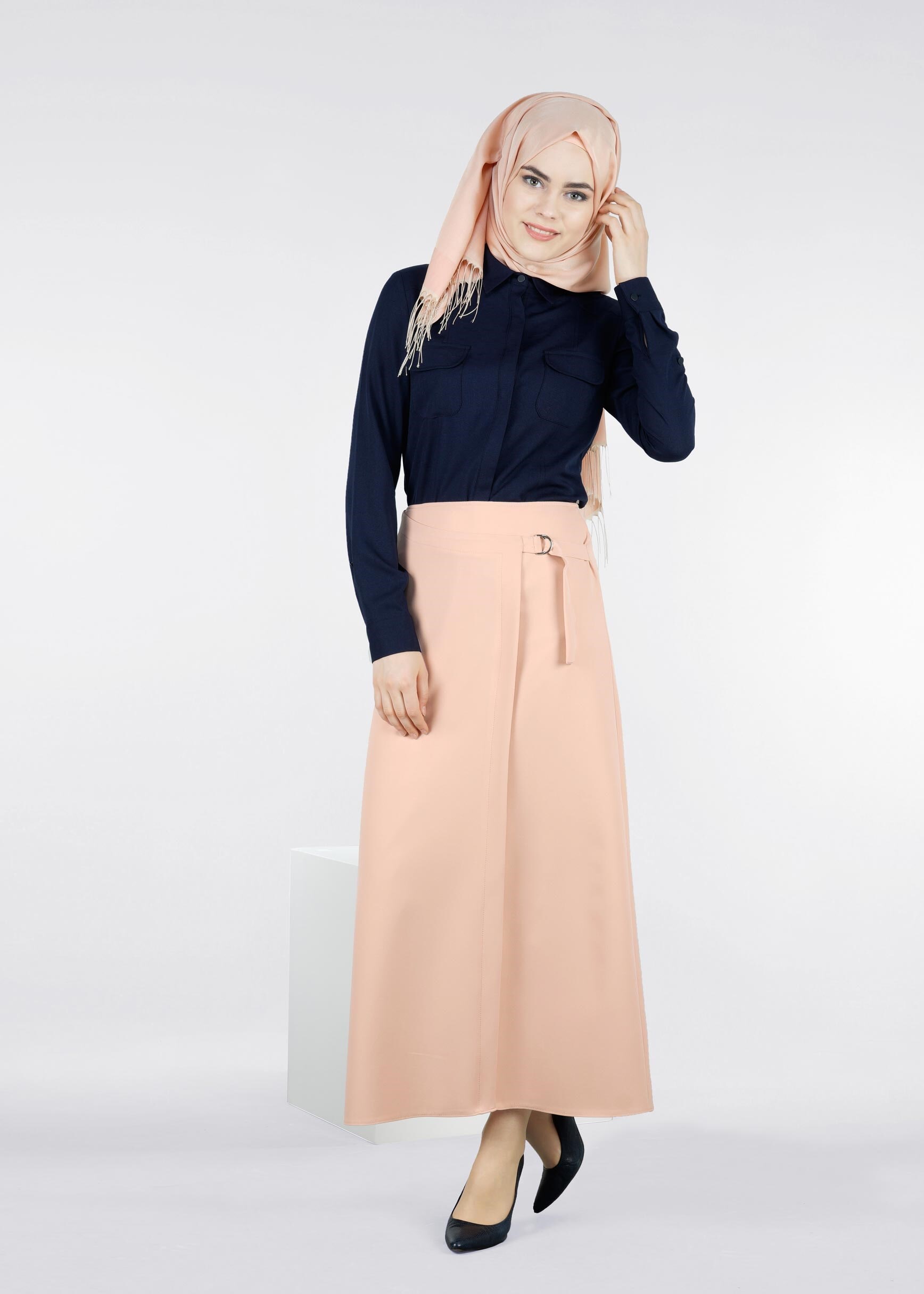 Tesettür giyim PUDRA 6022 ZADE ETEK 38/46 TEK40
