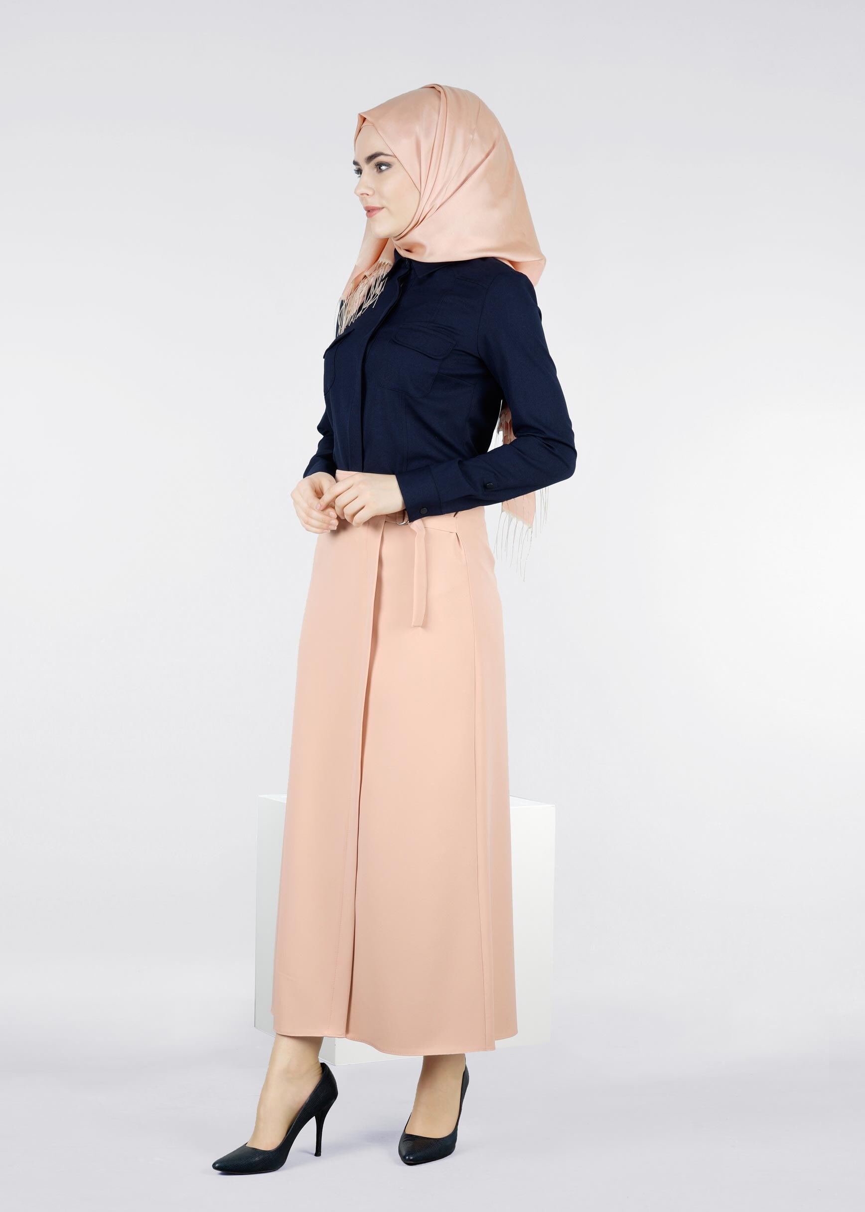 Tesettür giyim PUDRA 6022 ZADE ETEK 38/46 TEK40