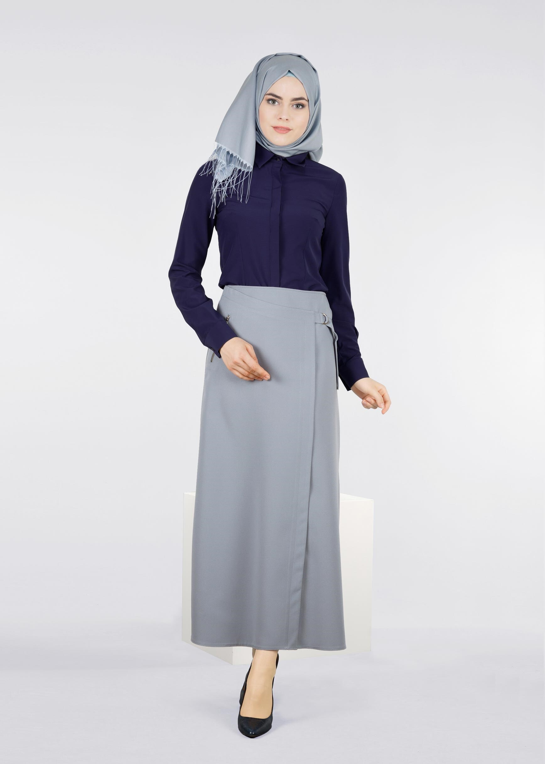 Tesettür giyim MAVİ 6022 ZADE ETEK 38/46 TEK40