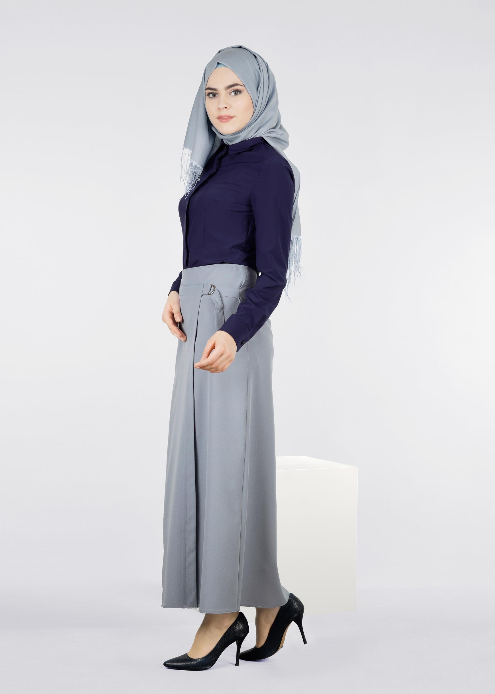 Tesettür giyim MAVİ 6022 ZADE ETEK 38/46 TEK40