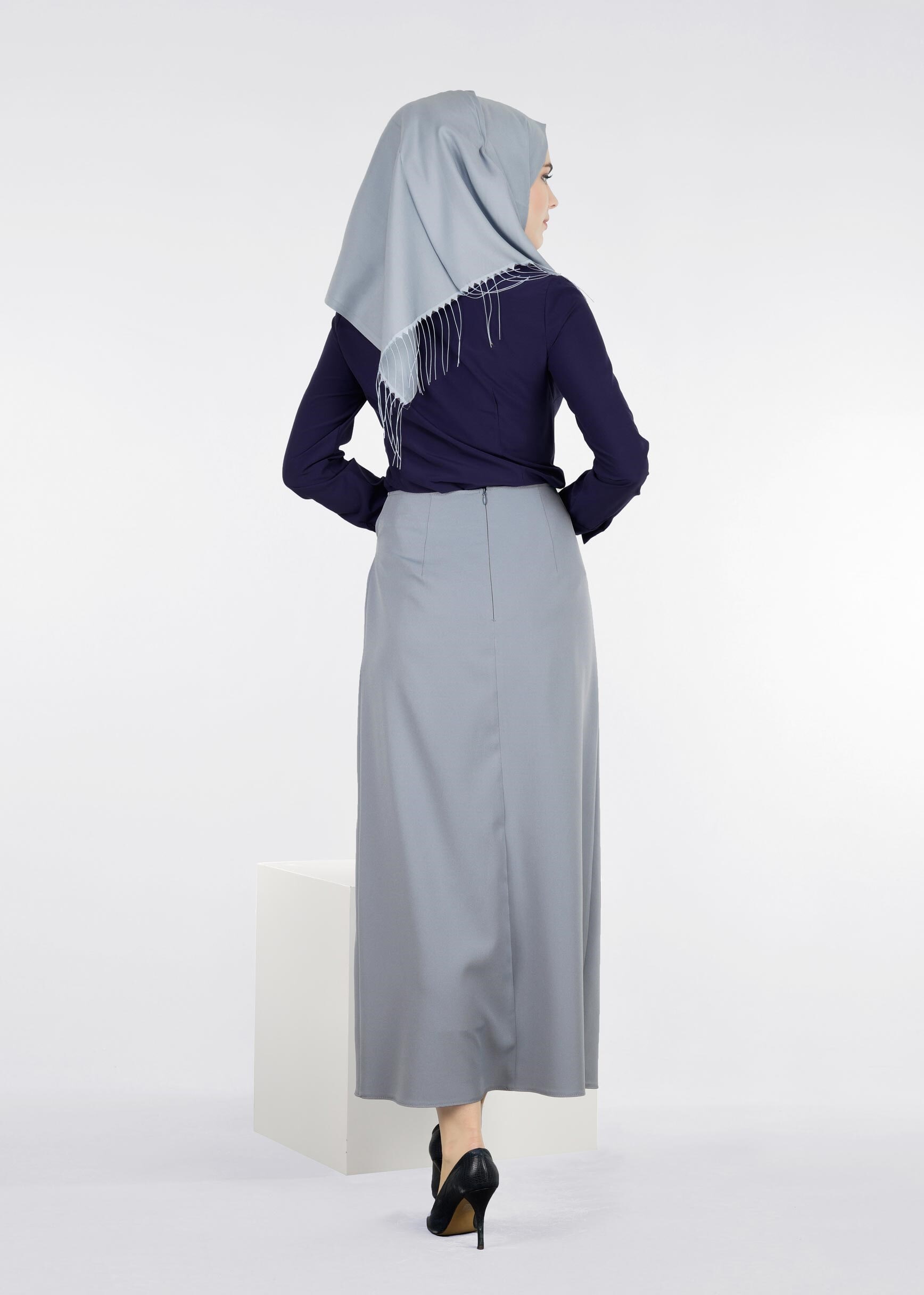 Tesettür giyim MAVİ 6022 ZADE ETEK 38/46 TEK40