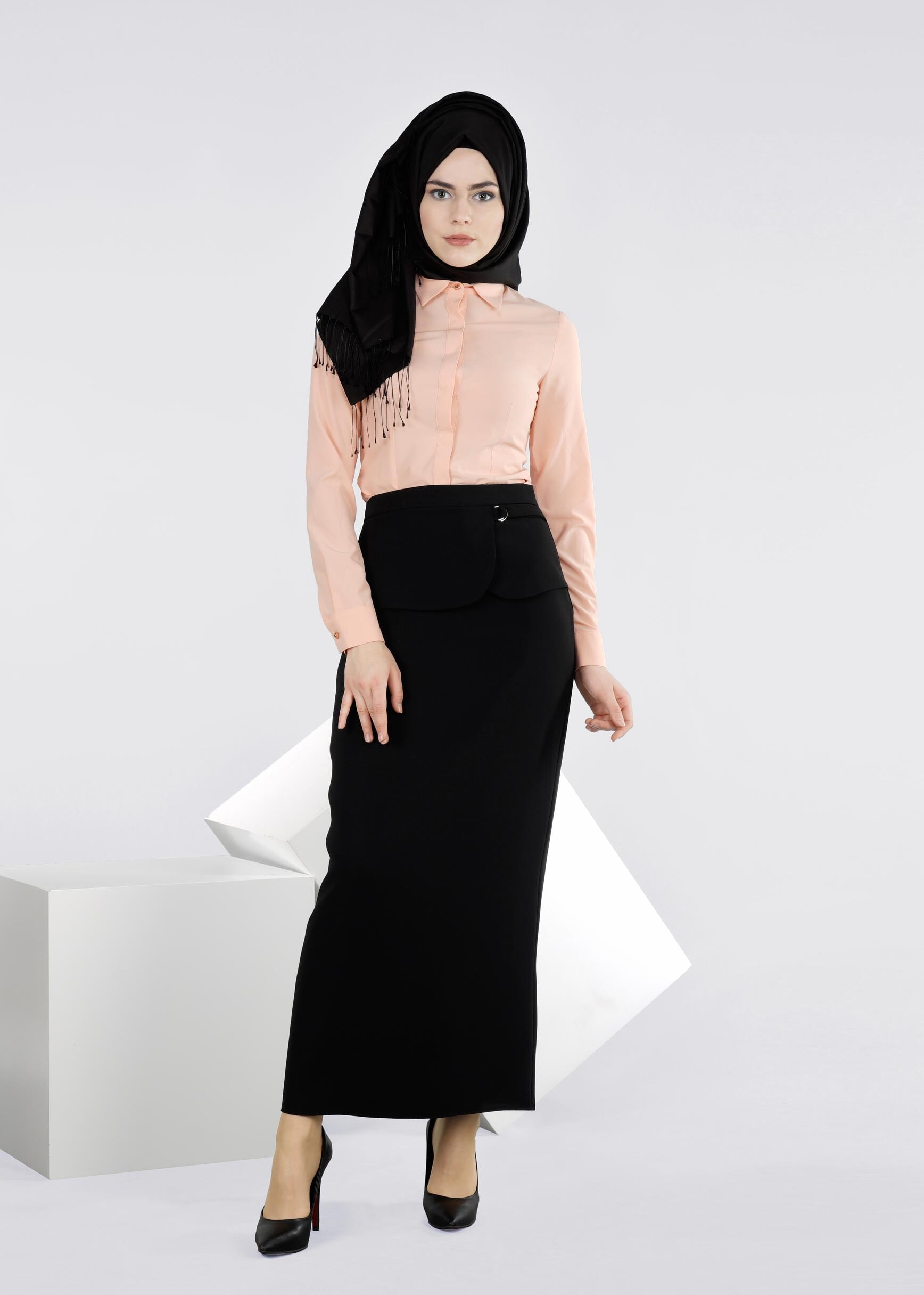 Tesettür giyim SİYAH 6023 ADRİNA 55587 ETEK 38/44 TEK40