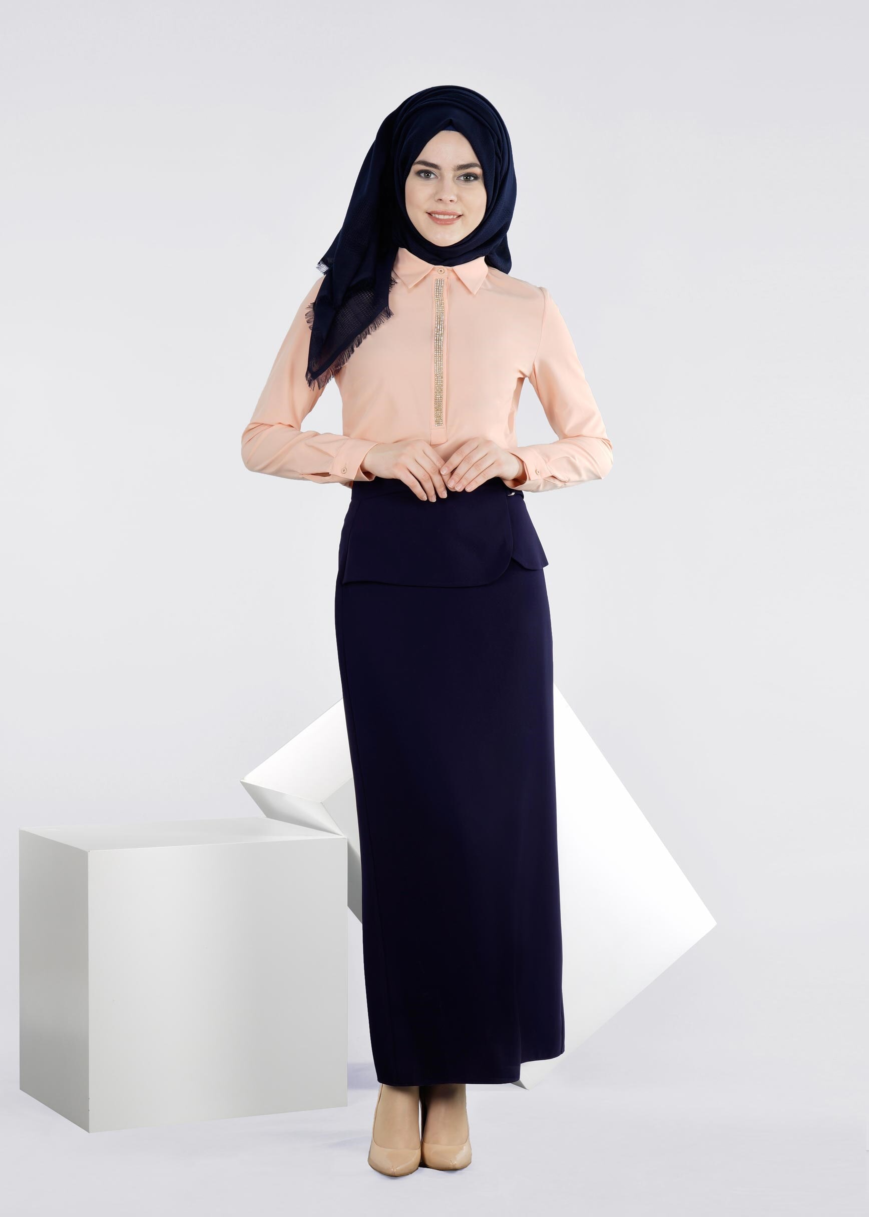 Tesettür giyim LACİVERT 6023 ADRİNA 55587 ETEK 38/44 TEK40